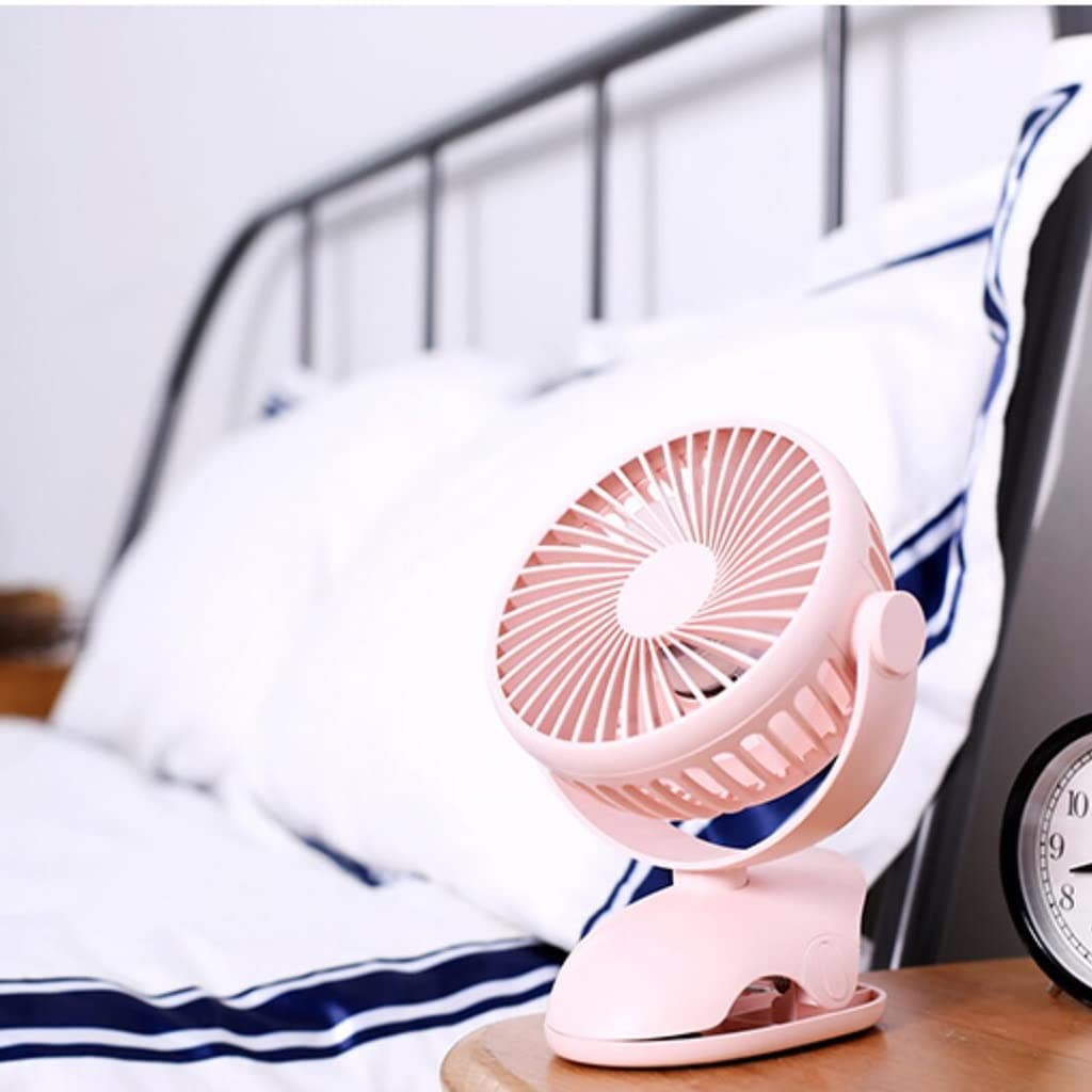 Rechargeable USB Desk Fan with Adjustable Speed - Portable Clip-on Silent Fan for Home Office, Bedroom, Car, Camping & Gym - Pink Mini Desktop Fan (15x5.6x19cm) | Perfect for Work, Travel & Outdoor Activities