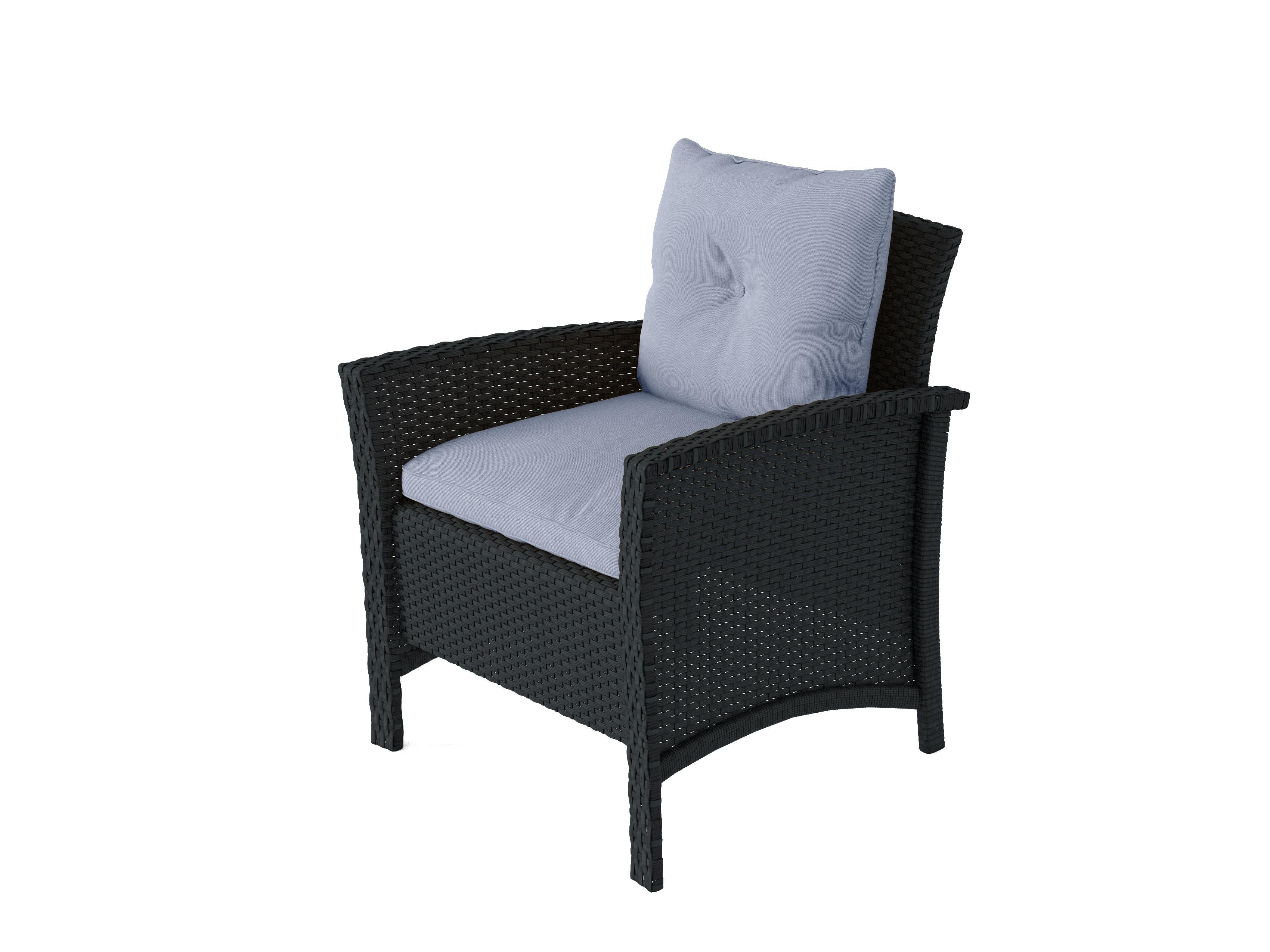 Black and Light Blue Wicker Patio 4-Piece Outdoor Furniture Set - Perfect for Garden, Backyard, Poolside & Patio Relaxation