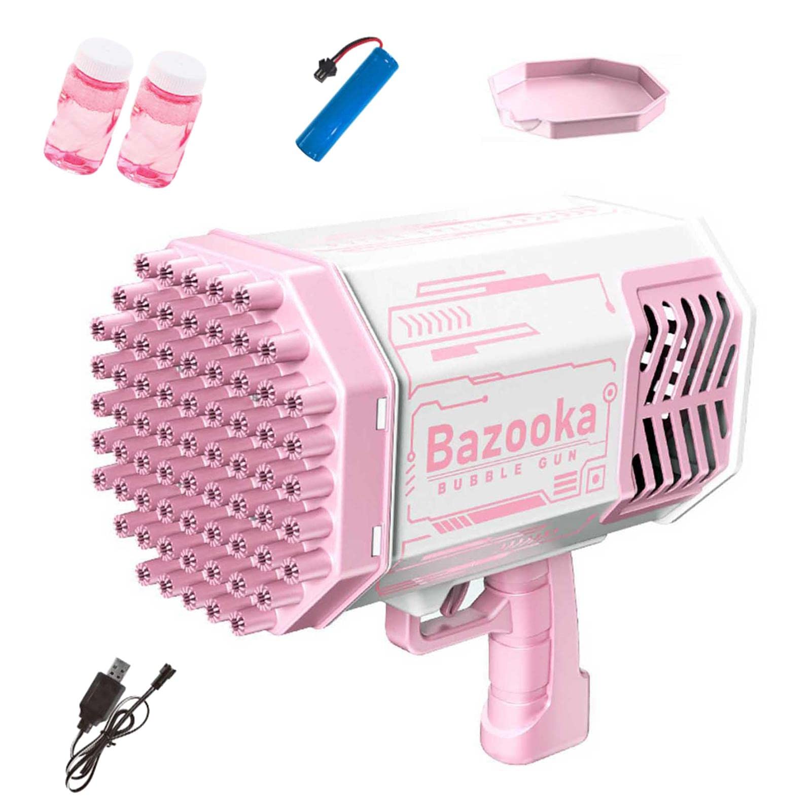 Bazooka Bubble Machine for Kids - Automatic Bubble Blower with 69 Bubbles, LED Lights & Gatling Toy Design - Perfect for Birthday Parties, Weddings, Summer Camp & Outdoor Play (Green)