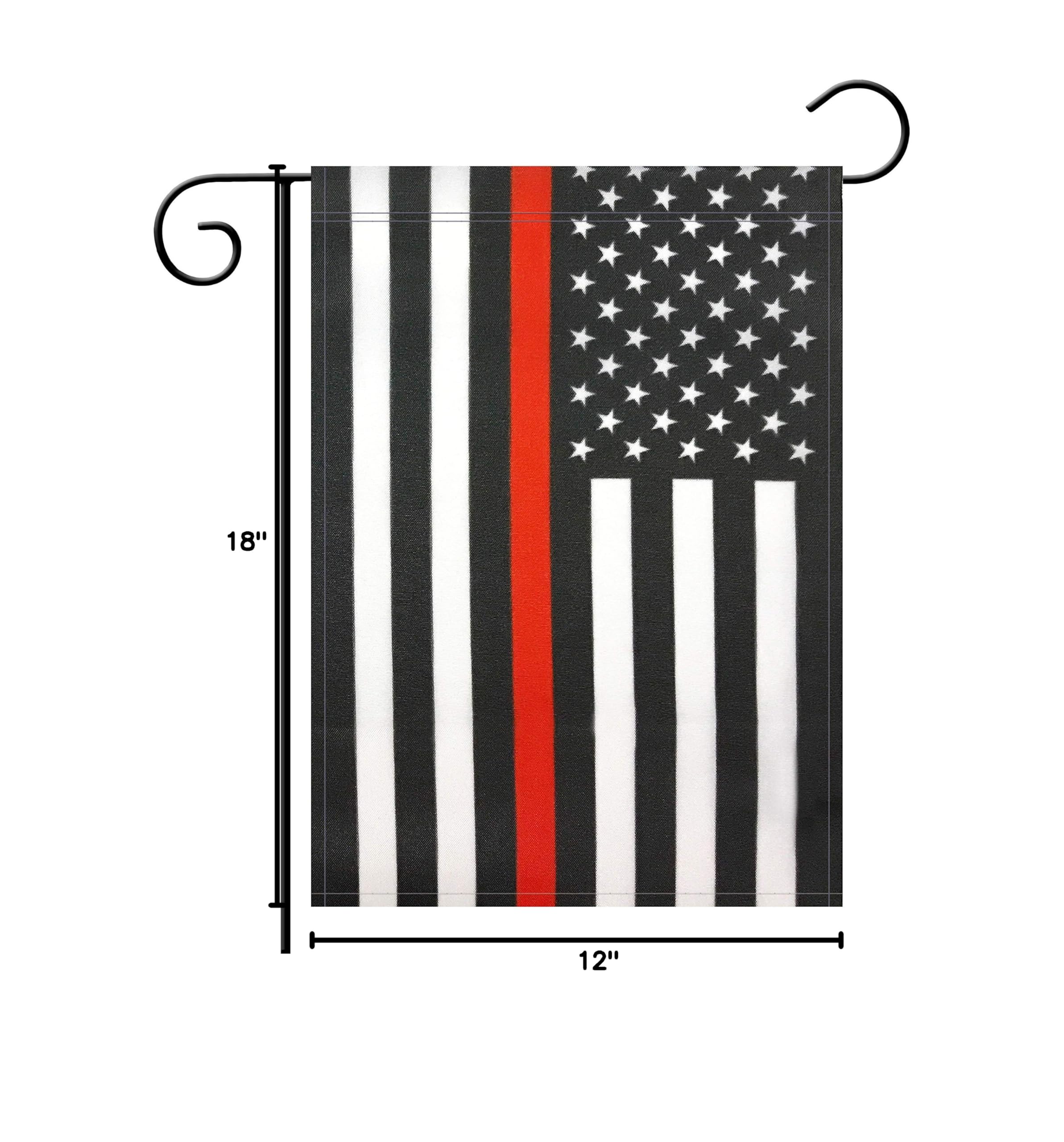 Thin Red Line Firefighter Garden Flag - Double-Sided Firemen Decoration for Indoor & Outdoor Use - Perfect for Firefighter Parties, Parades & Patriotic Events