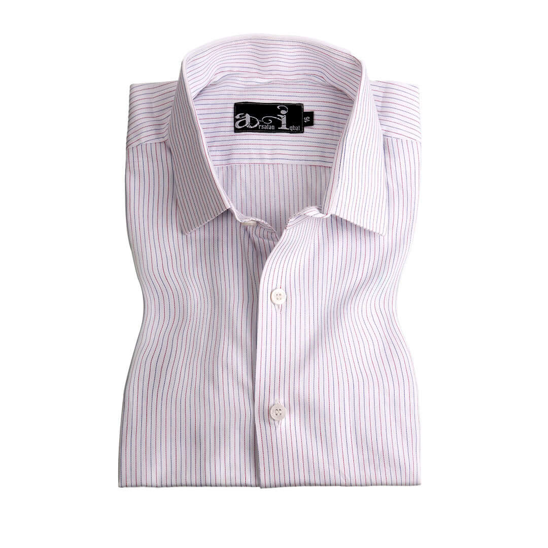 Stylish Men's White Pinstripe Dress Shirt for Business, Office & Formal Events | Premium Cotton Slim Fit Button Down Shirt