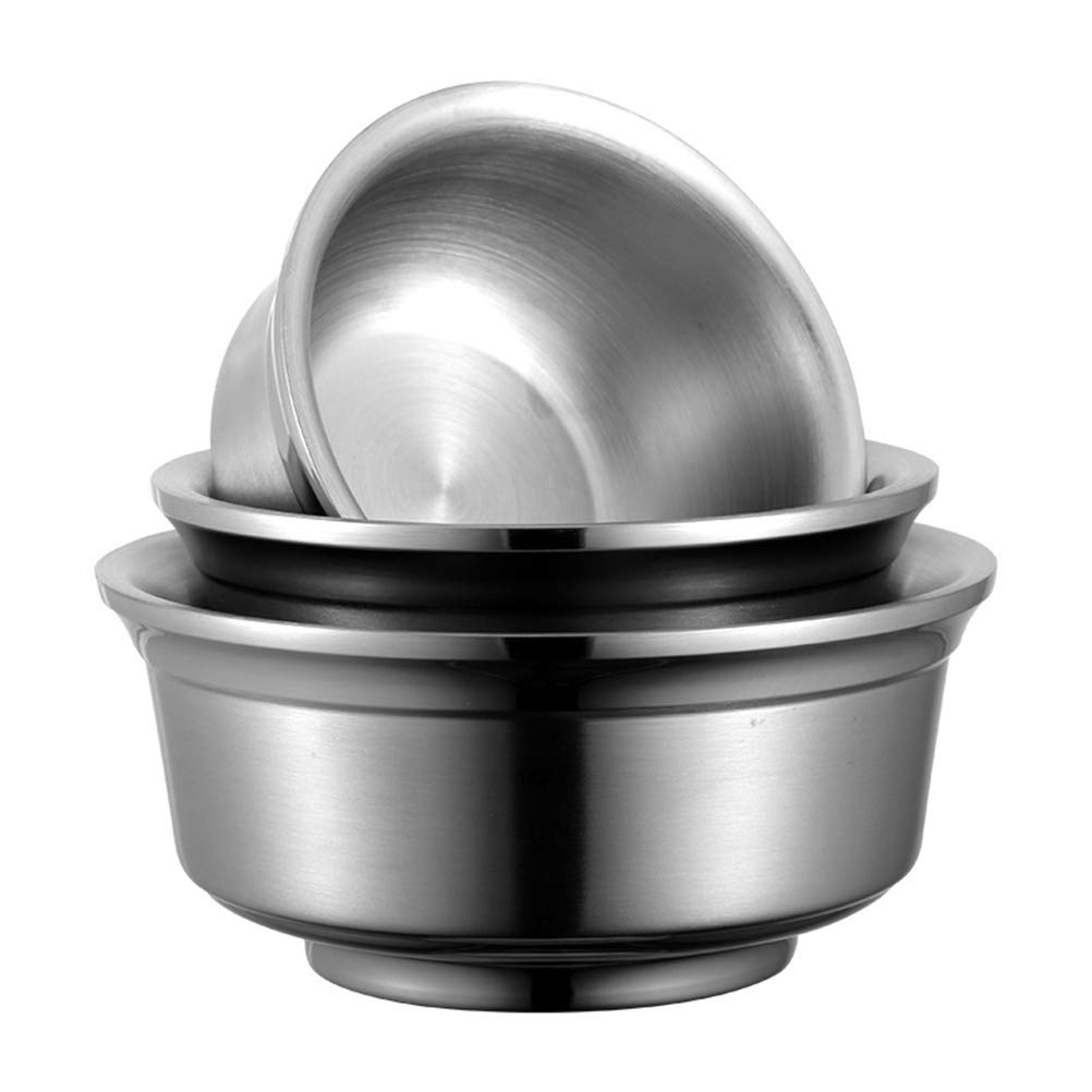 DOITOOL Double-Layer Stainless Steel Rice Bowl - Heat Resistant Porridge & Soup Bowl for Kitchen, Dining, Camping & Travel - BPA Free Food Safe Serving Dish