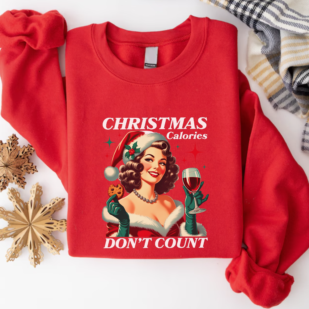 Christmas Calories Sweatshirt - Funny Holiday Pullover for Women & Men - Cozy Winter Gift for Christmas Party & Family Gatherings