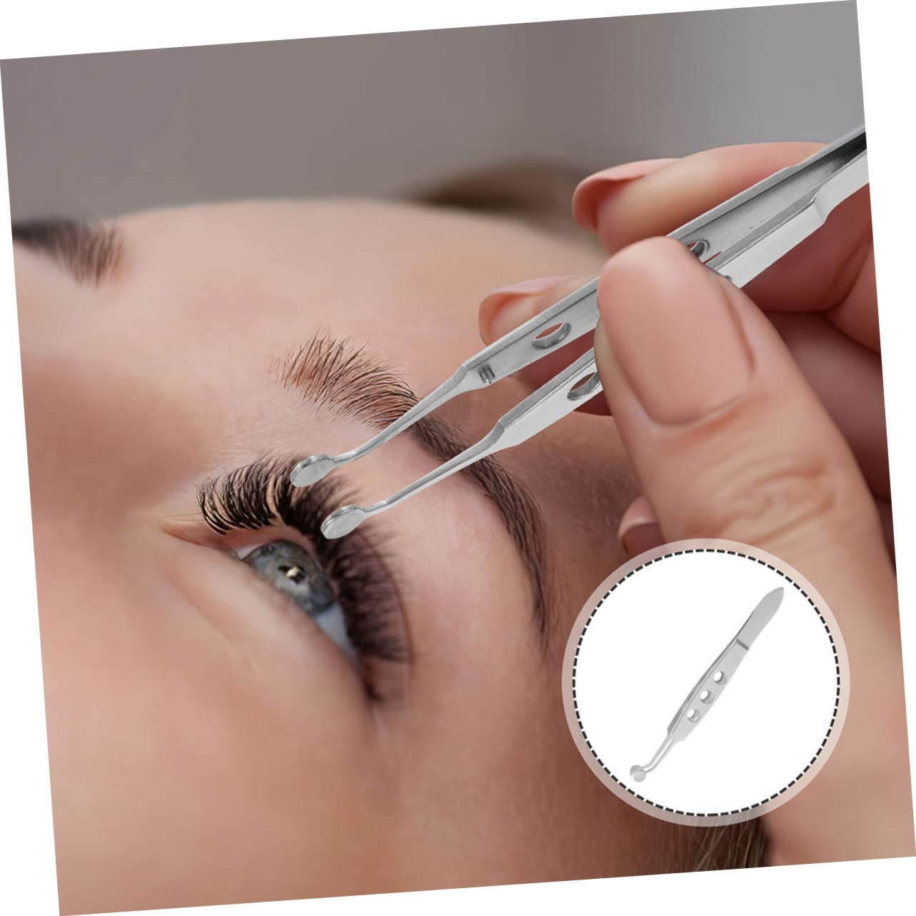 Professional Eyebrow Tweezers for Hair Removal & Eyelash Extensions - Stainless Steel Precision Tweezers for Eyebrow Shaping, Fake Eyelash Application, and Eyelid Massage - Essential Lash Extension Tools for Salon & Home Use