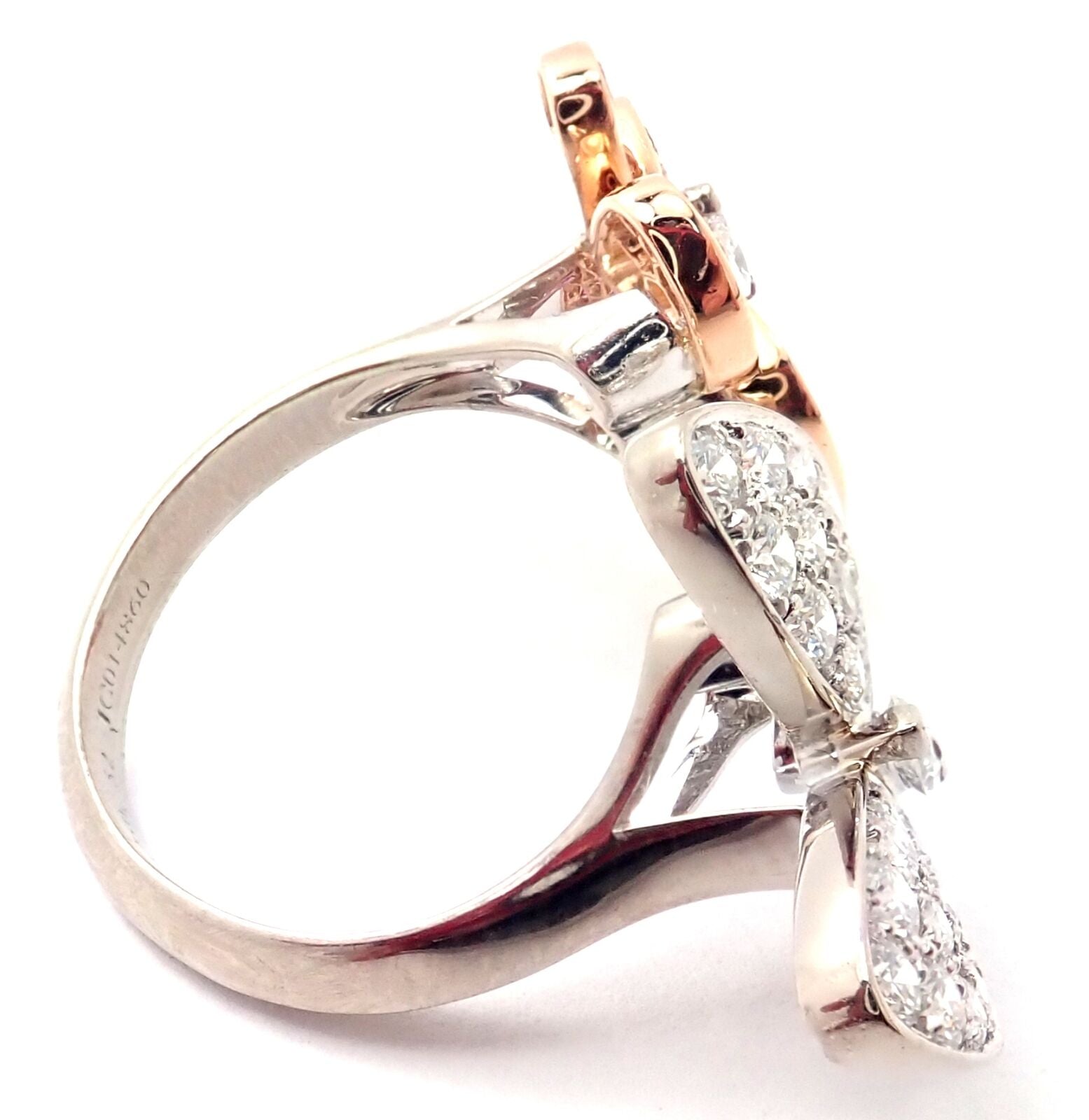 Van Cleef & Arpels 18k Gold Diamond Sapphire Two Butterfly Ring - Elegant Stackable Between Finger Ring for Women, Perfect for Weddings, Anniversaries & Special Occasions