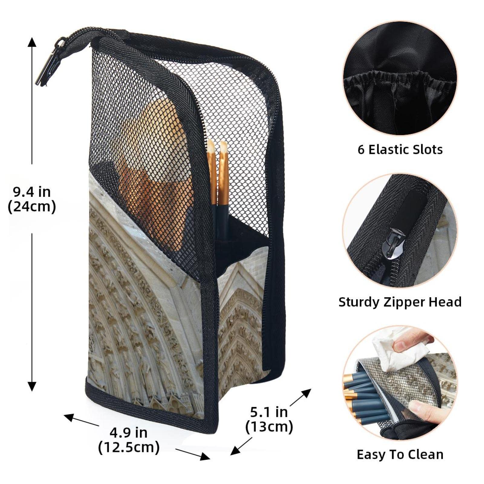 12-Piece Makeup Brush Organizer Bag with French Architecture Design - Portable Travel Cosmetic Brush Holder Case for Professional Makeup Artists & Beauty Enthusiasts - Perfect for Home, Salon, and On-the-Go Use