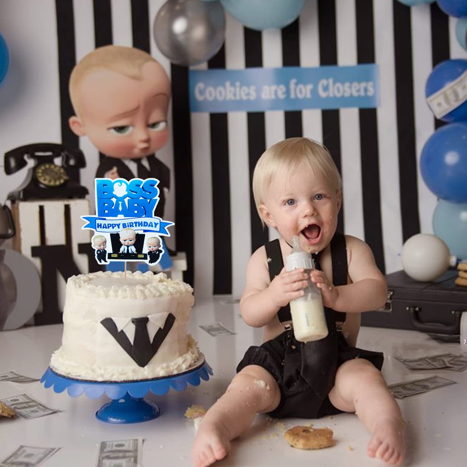 Boss Baby Birthday Cake Topper - Premium 1-Piece Cake Decoration for Baby Boss Theme Parties | Perfect for Birthday Cakes, Cupcakes & Dessert Tables | Baby Shower & First Birthday Party Decor