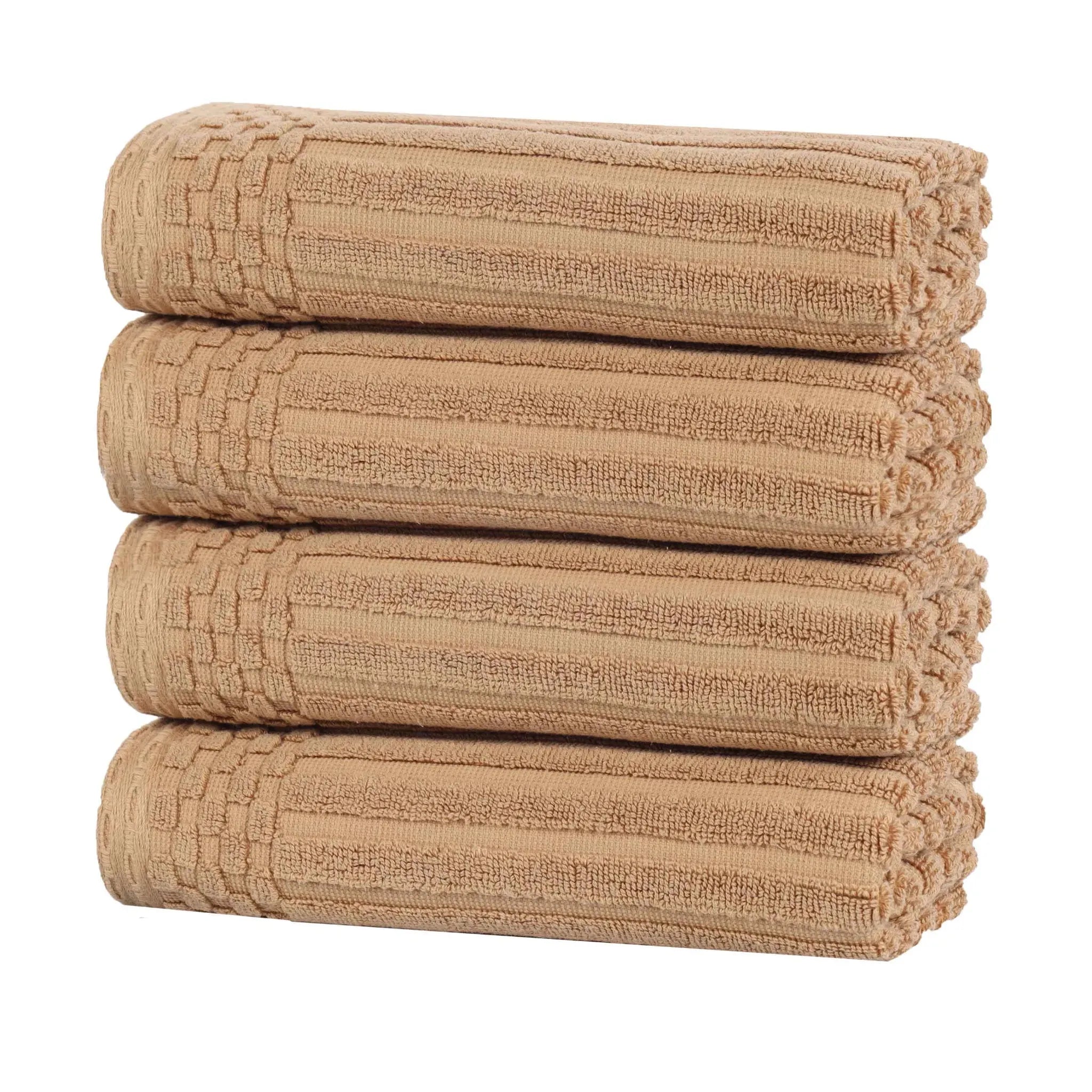 Premium Soho Ribbed Cotton Hand Towel Set - 4-Piece Ultra Absorbent Bath Towels for Kitchen, Bathroom & Gym - Soft & Quick-Drying