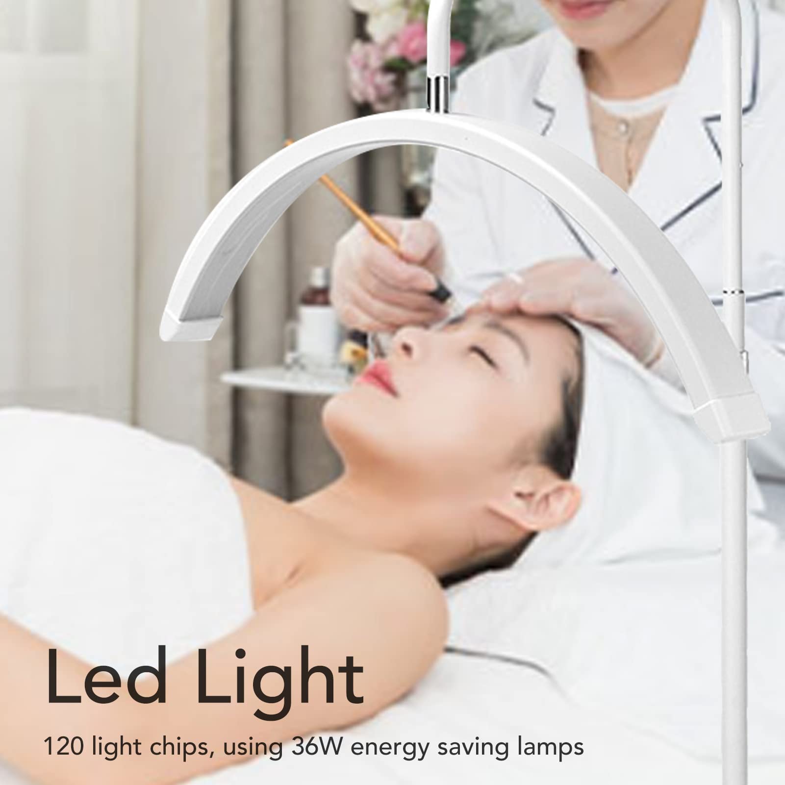 EXCLUZO Professional 36W LED Lash Lamp for Eyelash Extensions - 24 Inch Adjustable Makeup Light with 3 Color Modes, Rotating Moon Light for Tattoo Artists, Beauty Salons & Home Use - Perfect for Lash Technicians, Makeup Artists & Skincare Professionals