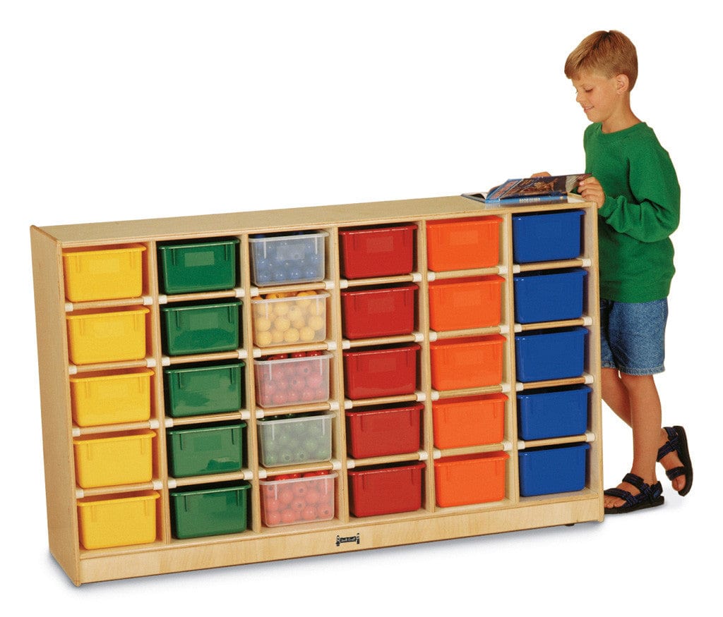 30 Cubbie Tray Mobile Storage Organizer with Clear, Colored or No Trays - Jonti Craft® for Classroom, Playroom & Home Organization