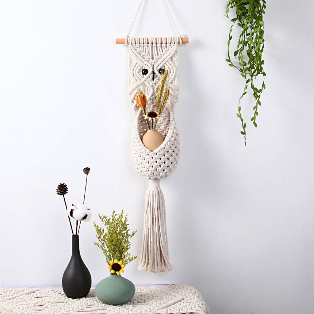 Handmade Macrame Owl Plant Hanger - Boho Wall Decor for Indoor Plants, Flower Pots & Hanging Baskets | Perfect for Living Room, Bedroom, Balcony & Garden Decor