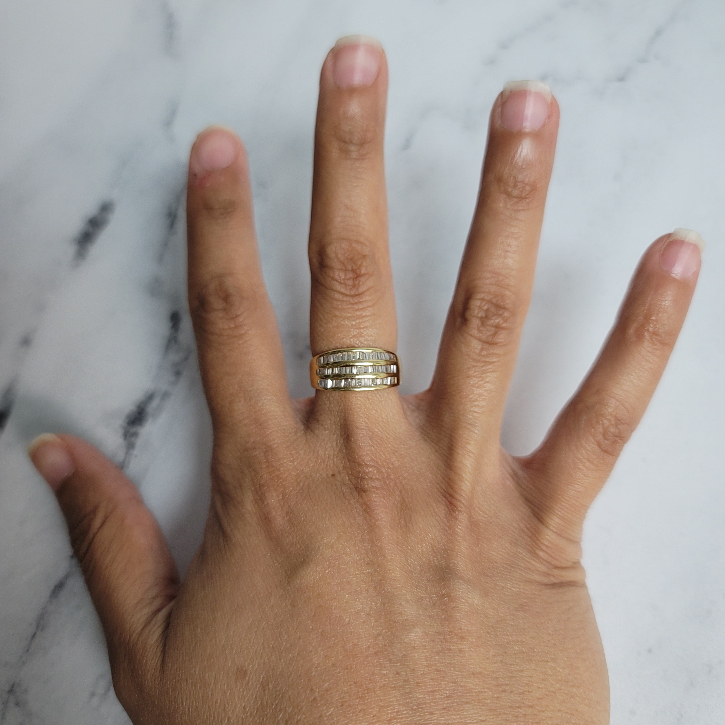 1.00cttw Baguette Diamond Wedding Band Ring - 14K Yellow Gold for Women, Bridal Jewelry, Anniversary Gift, Engagement Ring, Stackable Band for Everyday Wear