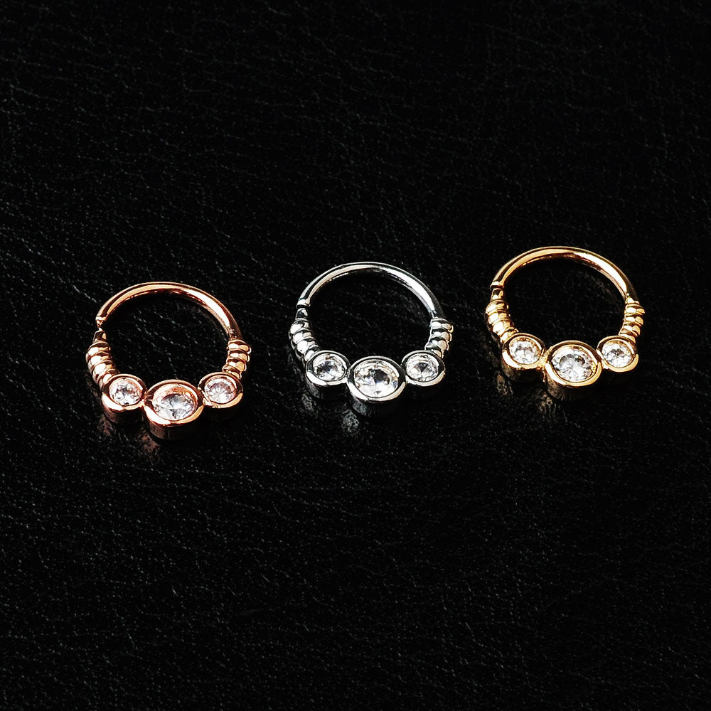 18K Rose Gold Indian Nose Ring Hoop Septum Clicker Jewelry - ER8510 | Elegant Body Piercing for Women, Perfect for Parties, Weddings & Festivals