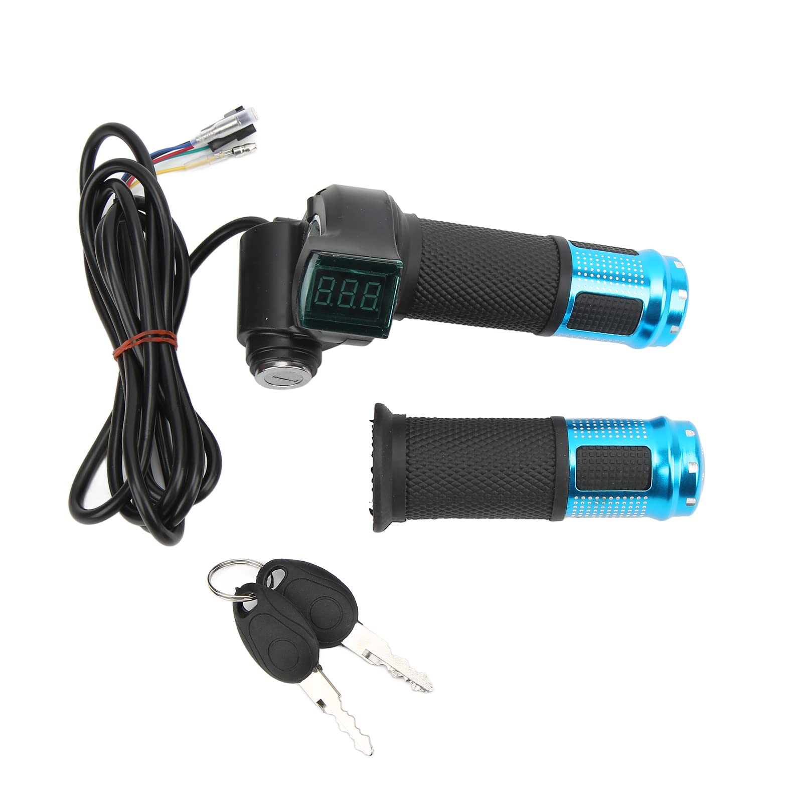 Joyzan Digital Throttle Grip - LED Display Bike Handlebar Twist Throttle Grips with 2 Keys, Half Twist Throttle Handle for E-Bikes and Motorcycles