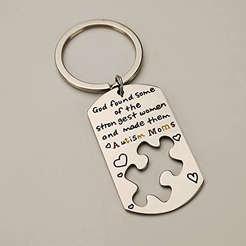Autism Awareness Keychain for Mom - Puzzle Piece Charm Jewelry Gift for Mothers, Birthday, Christmas | Special Needs Support & Daily Encouragement