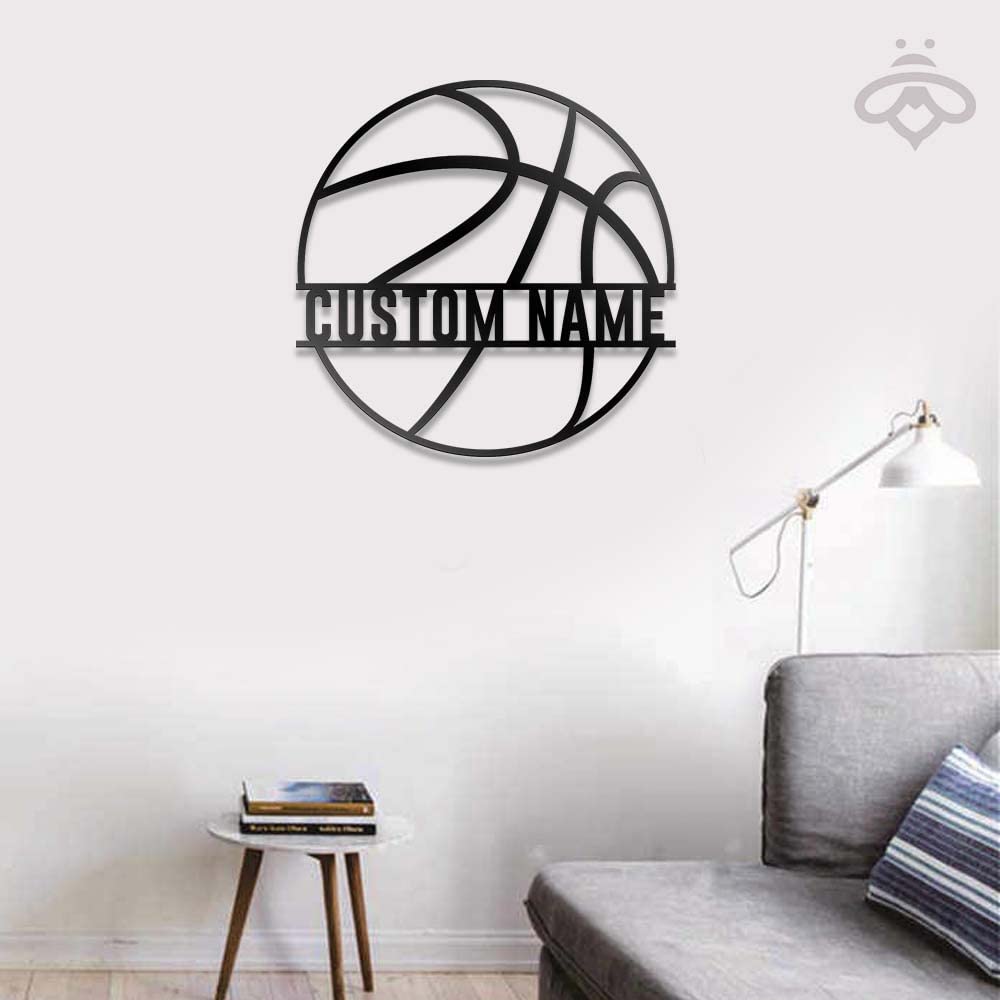 Custom LED Basketball Metal Wall Art - Personalized Sports Decor for Living Room, Outdoor & Gifts - 16x16 Inch Black Metal Sign with Lights - Perfect for Basketball Fans, Player Name Signs & Home Decor