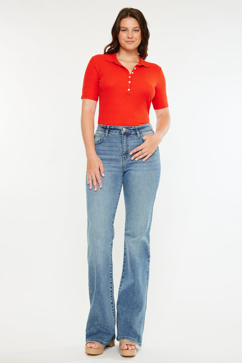 Dulce High Rise Wide Flare Jeans for Women - Curvy Fit Stretch Denim Pants | Casual & Chic Outfits for Everyday Wear