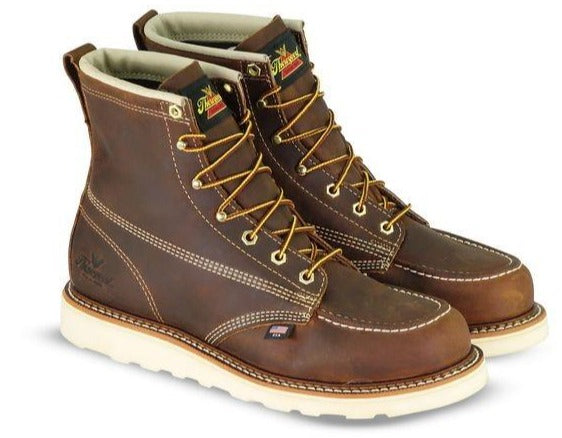 Thorogood 814-4203 Brown Moc Toe Work Boots - 6 Inch Safety Toe for Men | Durable & Comfortable for Construction, Hiking & Outdoor Work
