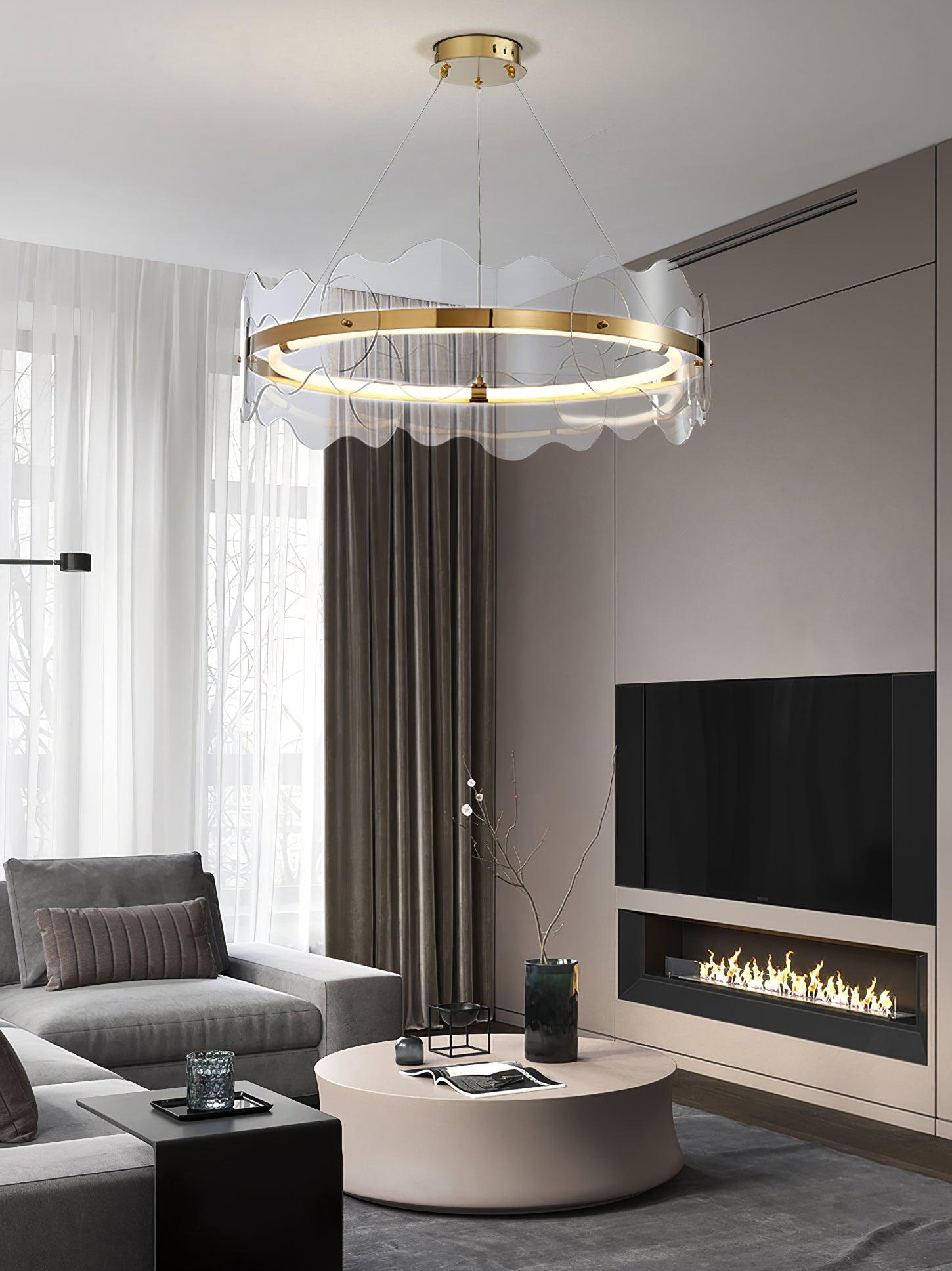 Modern Acrylic Wave Chandelier - Elegant LED Ceiling Light Fixture for Living Room, Dining Room & Bedroom Decor | Energy Efficient & Stylish Lighting Solution