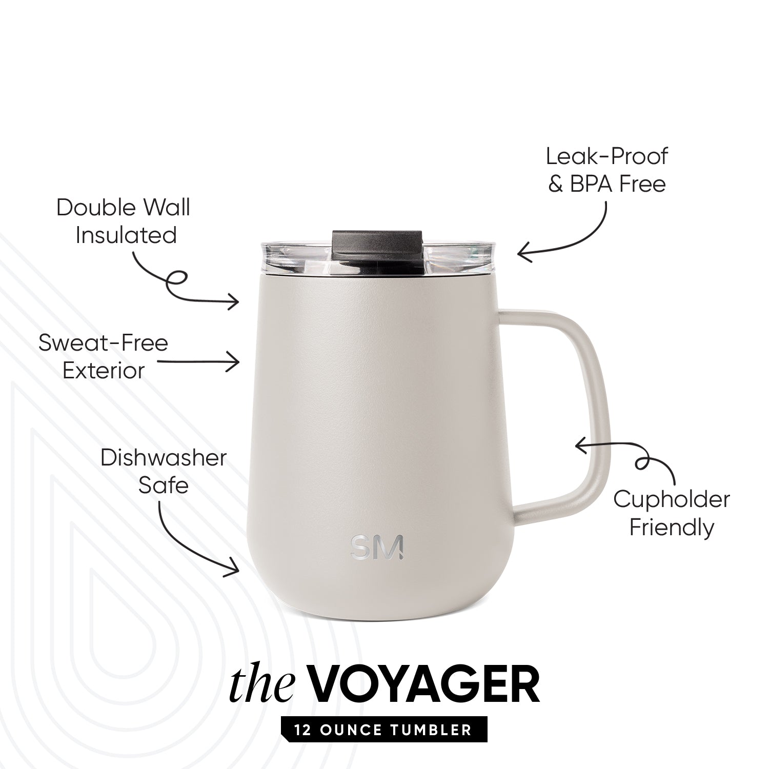 Premium 12 oz Voyager Coffee Mug with Handle - Insulated Travel Mug for Hot & Cold Drinks - Perfect for Office, Commute, and Outdoor Adventures
