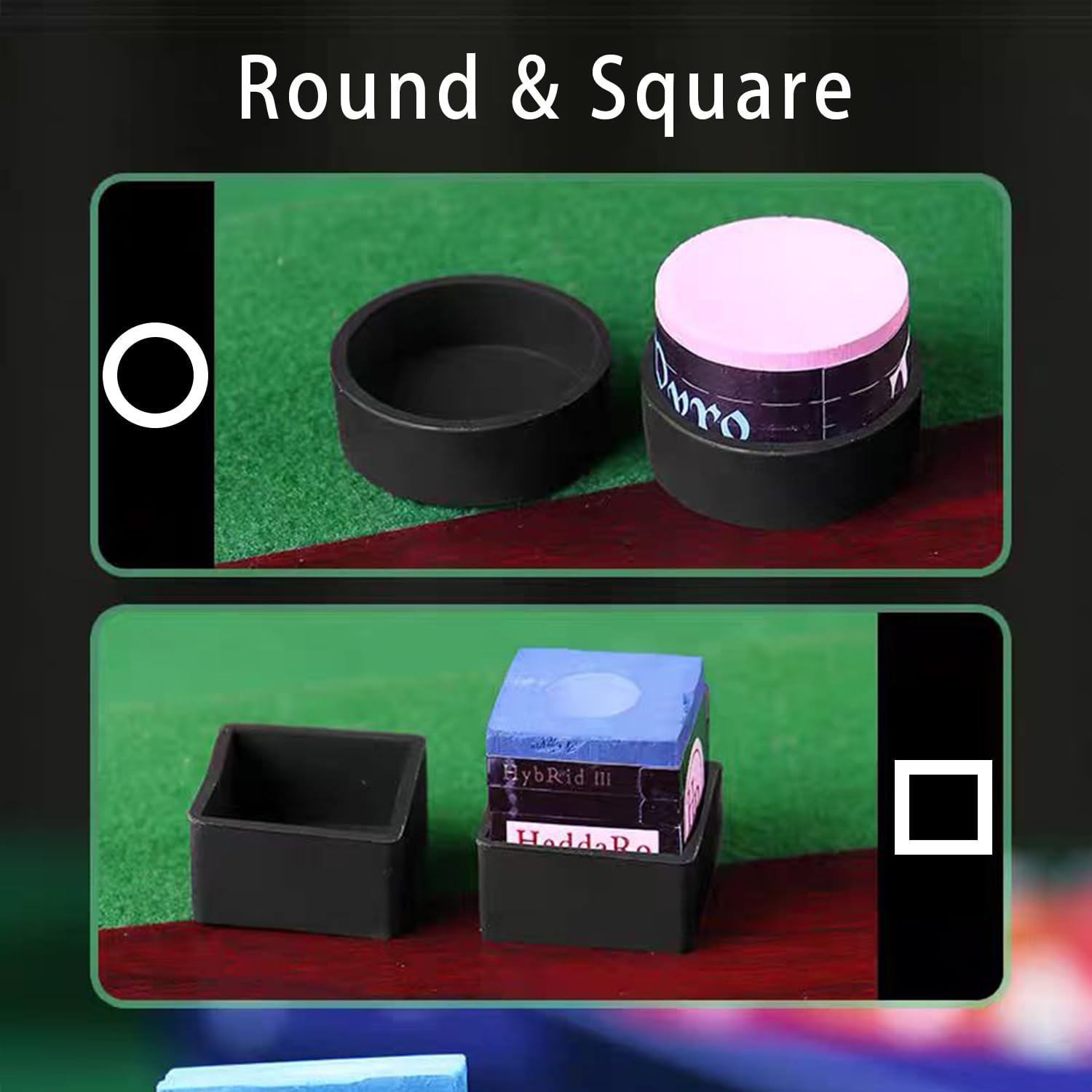 Silent Chalk Holder for Billiards - Magnetic Square & Round Pool Cue Chalk Holder | Noise-Free Chalking Accessory for Professional & Home Pool Players | Perfect for Bars, Game Rooms & Tournaments