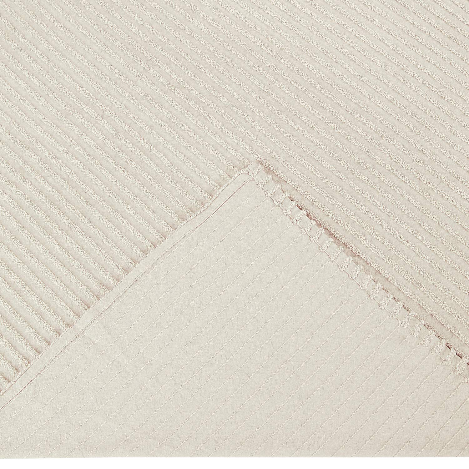 Better Trends Ivory King Bedspread Set - 100% Cotton Tufted Classic Stripe Coverlet | Soft & Cozy All-Season Bedding Set | Machine Washable 3-Piece Set - Jullian Collection | Perfect for Master Bedroom, Guest Room & Luxury Hotel Decor