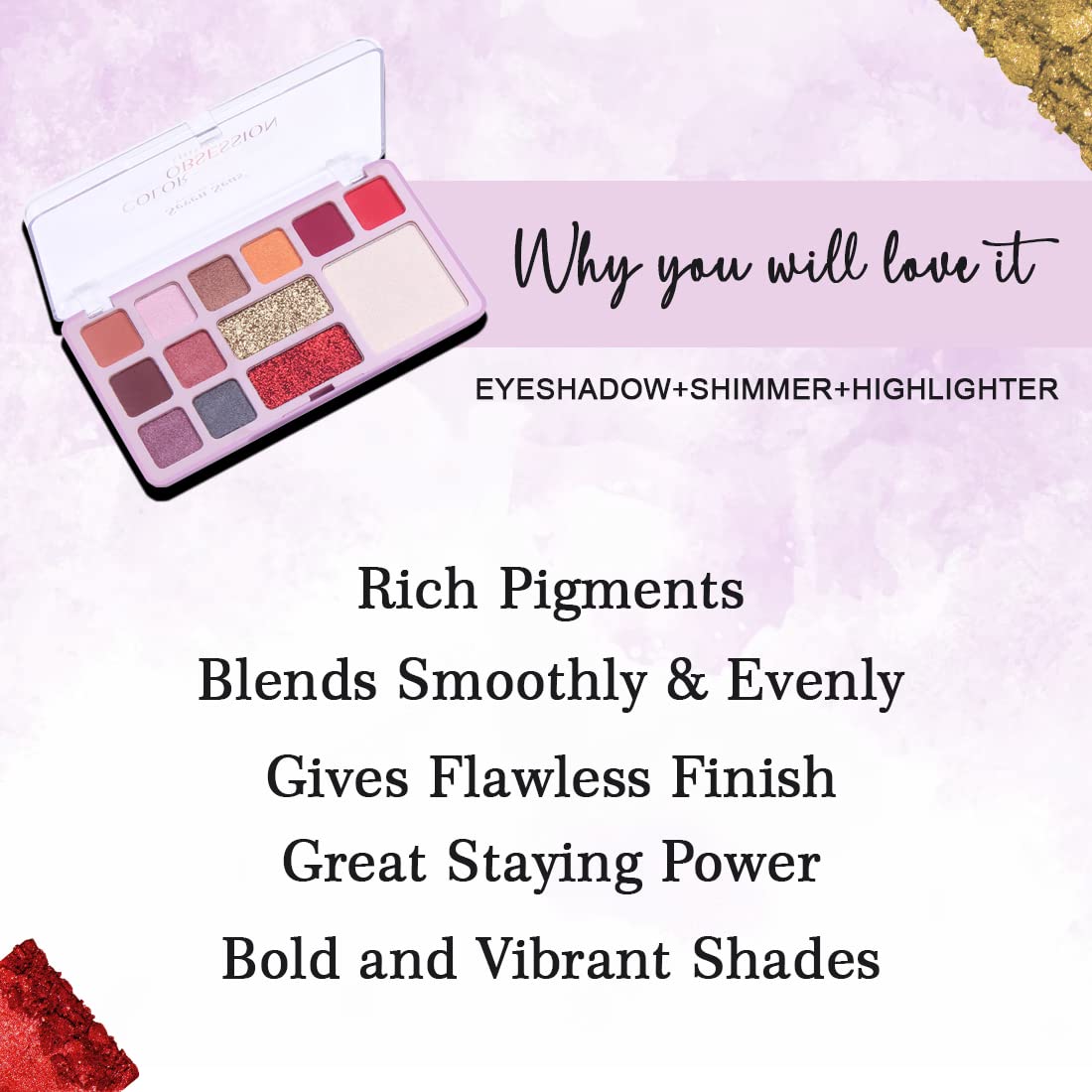 Seven Seas 13-Color Glitter Eyeshadow Palette - Natural Shimmer for Day & Night Looks