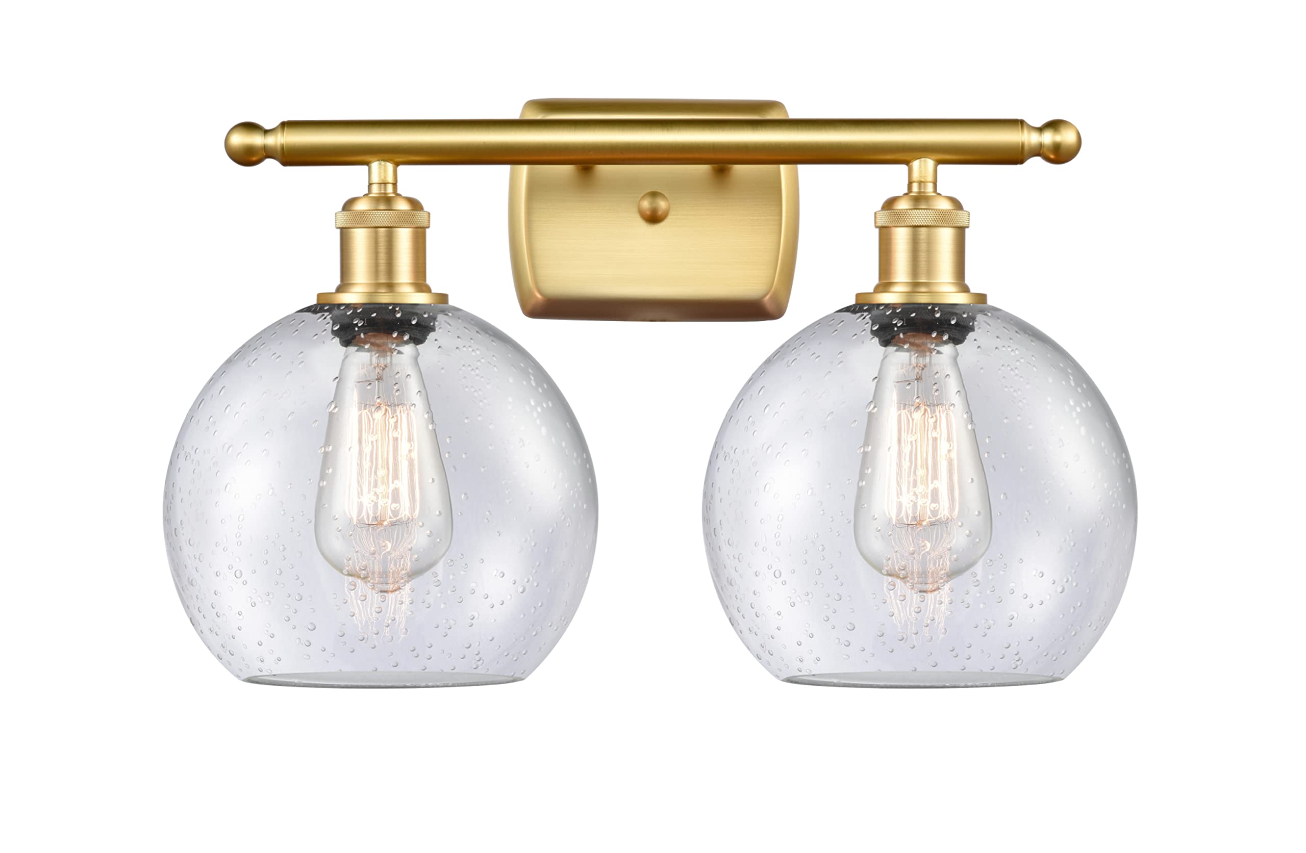 Ballston Collection 516-2W-SG-G124-8 Modern Two-Light Bathroom Vanity Light Fixture - Perfect for Bathroom Mirror Lighting and Vanity Makeup Area