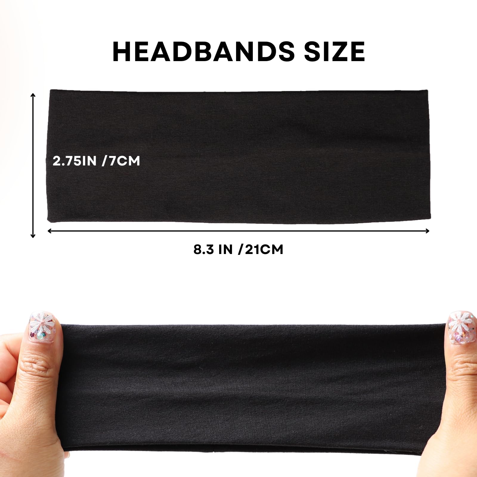 3 Pack Non-Slip Cotton Headbands for Women - Thick Sweat-Proof Hair Accessories for Workouts, Yoga & Everyday Use