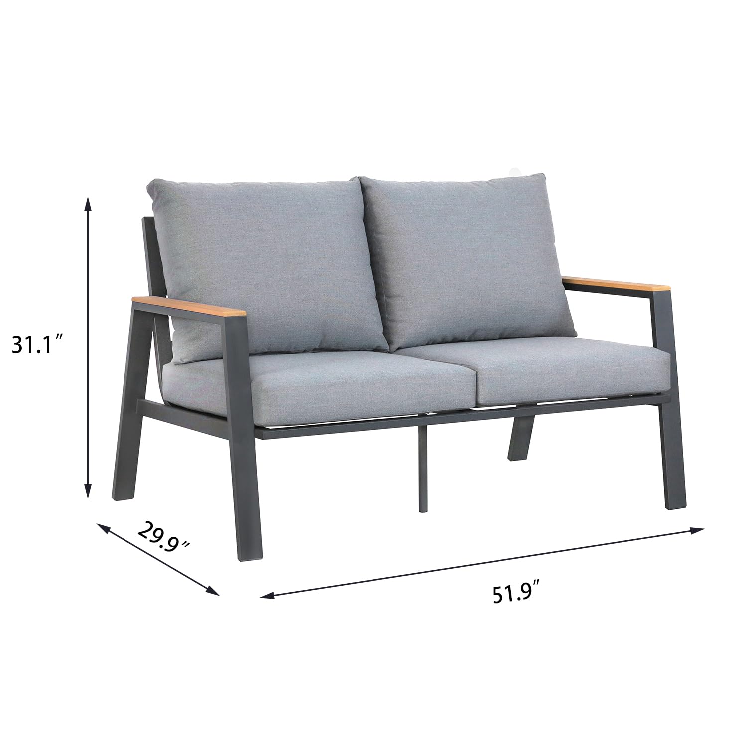 4-Piece Patio Furniture Set - Aluminum Outdoor Conversation Set with Cushions, Deck Lounge Sofa & Coffee Table for Garden, Porch, Backyard - Perfect for Relaxing, Entertaining & Outdoor Gatherings (Includes Loveseat)