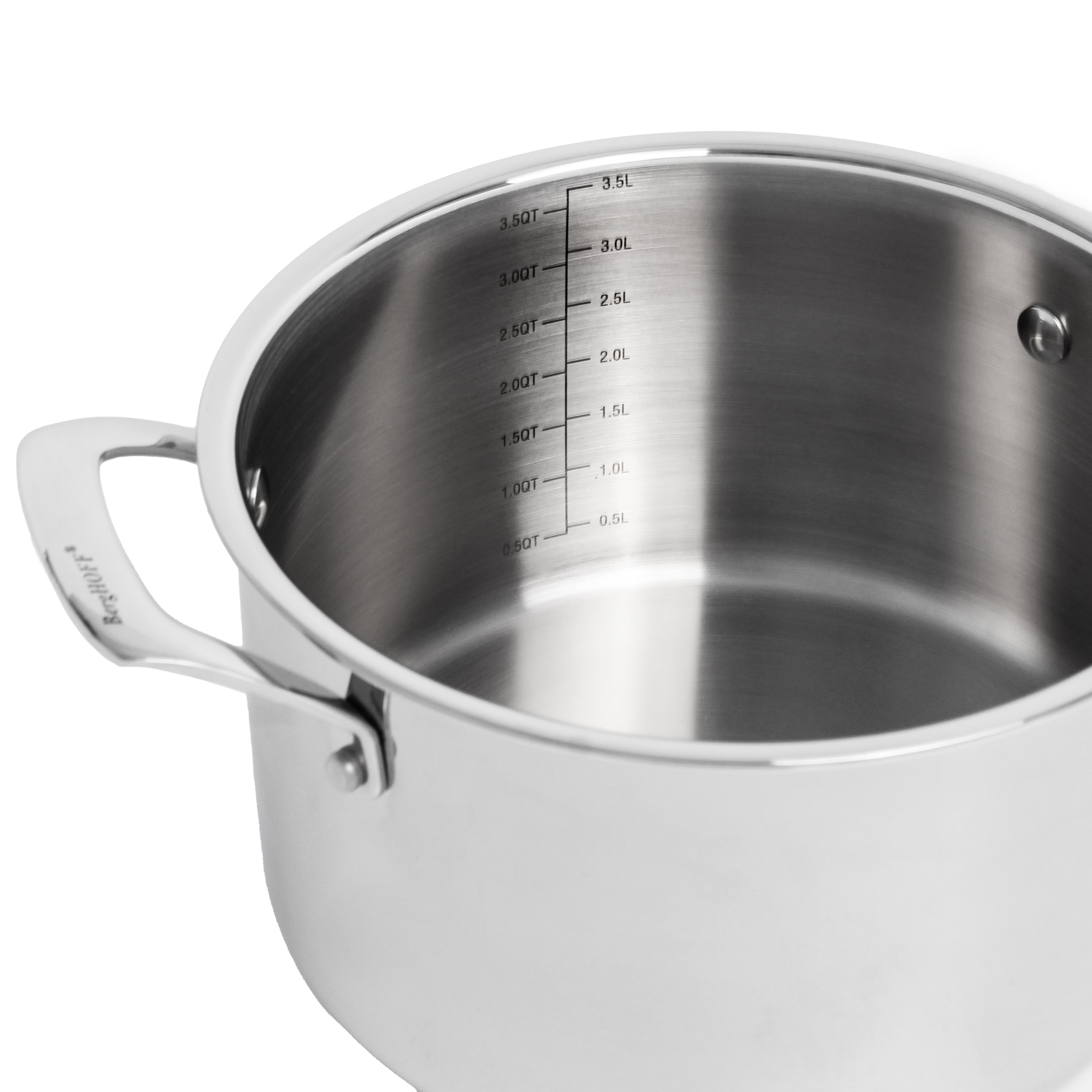 BergHOFF Professional Tri-Ply 18/10 Stainless Steel 8-Inch Stockpot with Lid, 4 Quart - Perfect for Soups, Stews & Pasta Cooking in Commercial & Home Kitchens