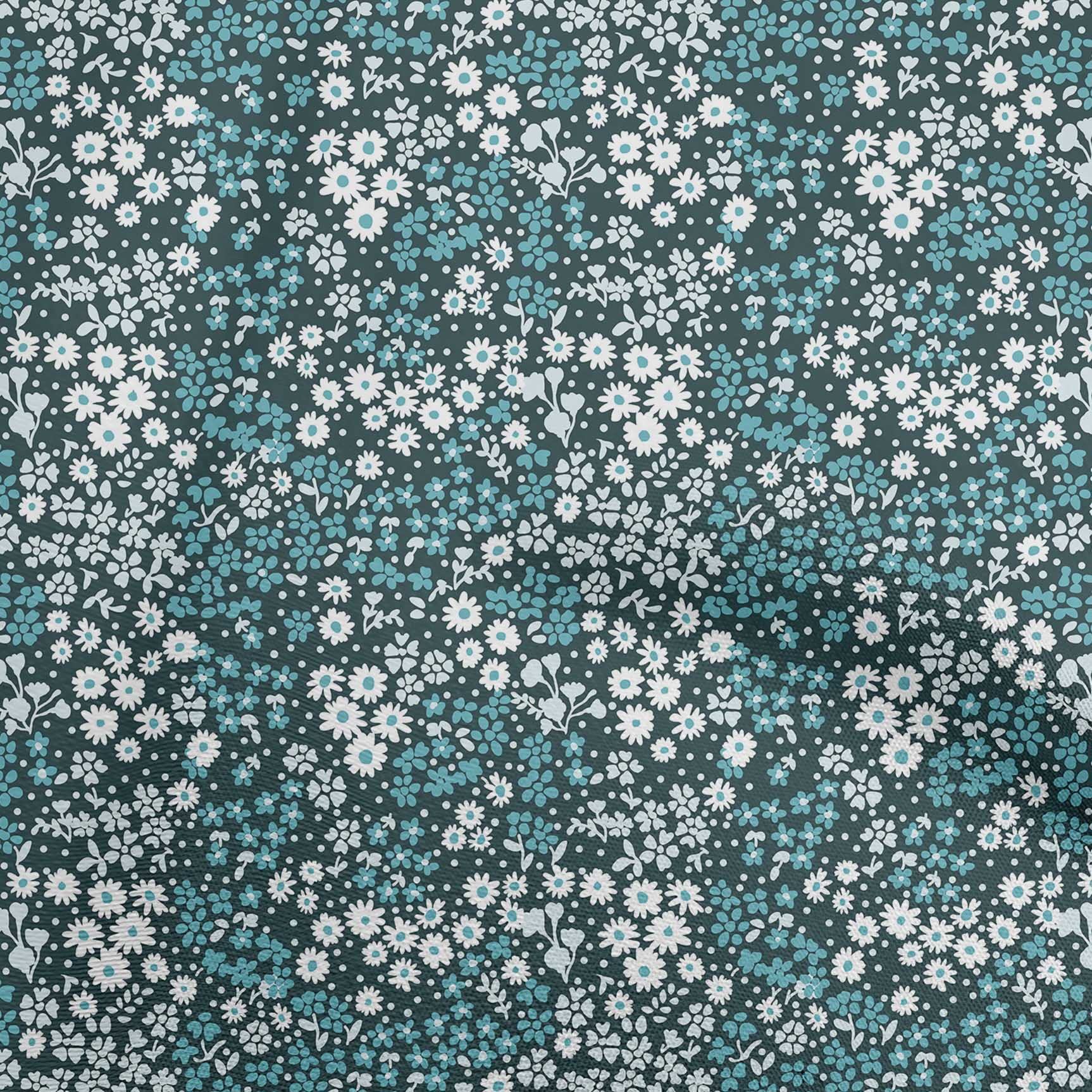 oneOone Teal Blue Floral Ditsy Dress Fabric - 56