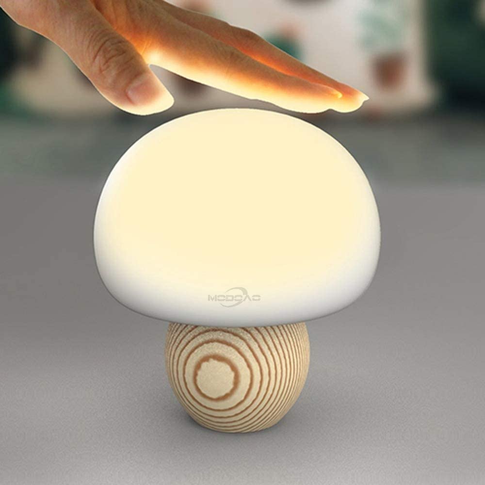 MODOAO Cute Mushroom Night Light - LED USB Charging Touch Sensor Lamp, Silicone Pat Light for Bedroom, Kids Room, Nursery, Living Room Decor & Cozy Atmosphere