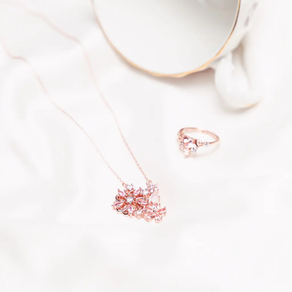 Cherry Blossom Necklace for Women - Elegant Floral Pendant Jewelry Gift for Her - Perfect for Spring, Weddings & Romantic Occasions
