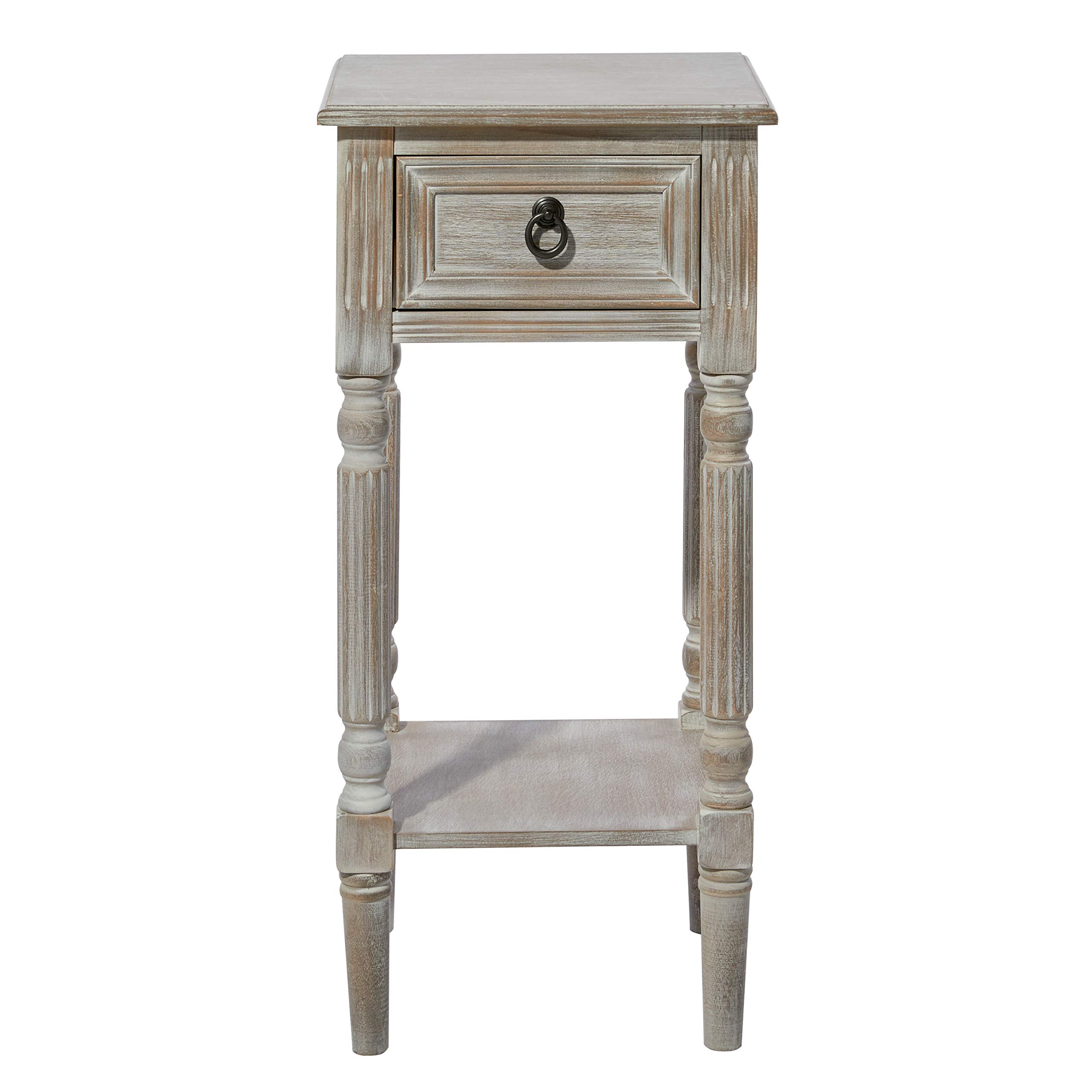 Deco 79 White Wooden Accent Side Table with Drawer and Shelf - 14