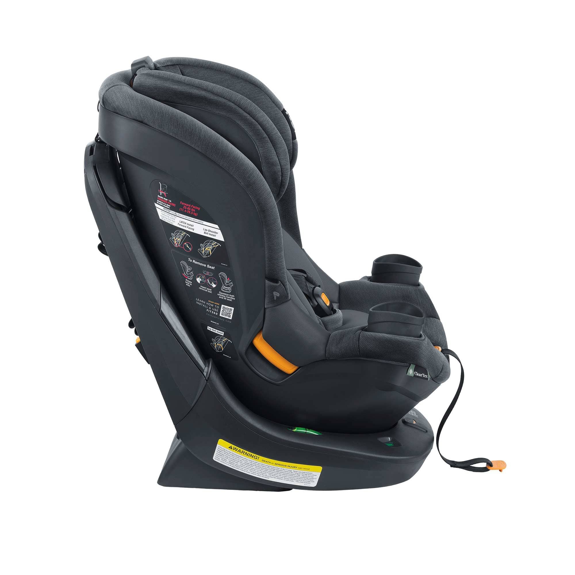 Chicco Fit360 ClearTex Rotating Convertible Car Seat for Toddlers - Safe & Easy 360° Swivel Installation - Perfect for Travel & Daily Commutes