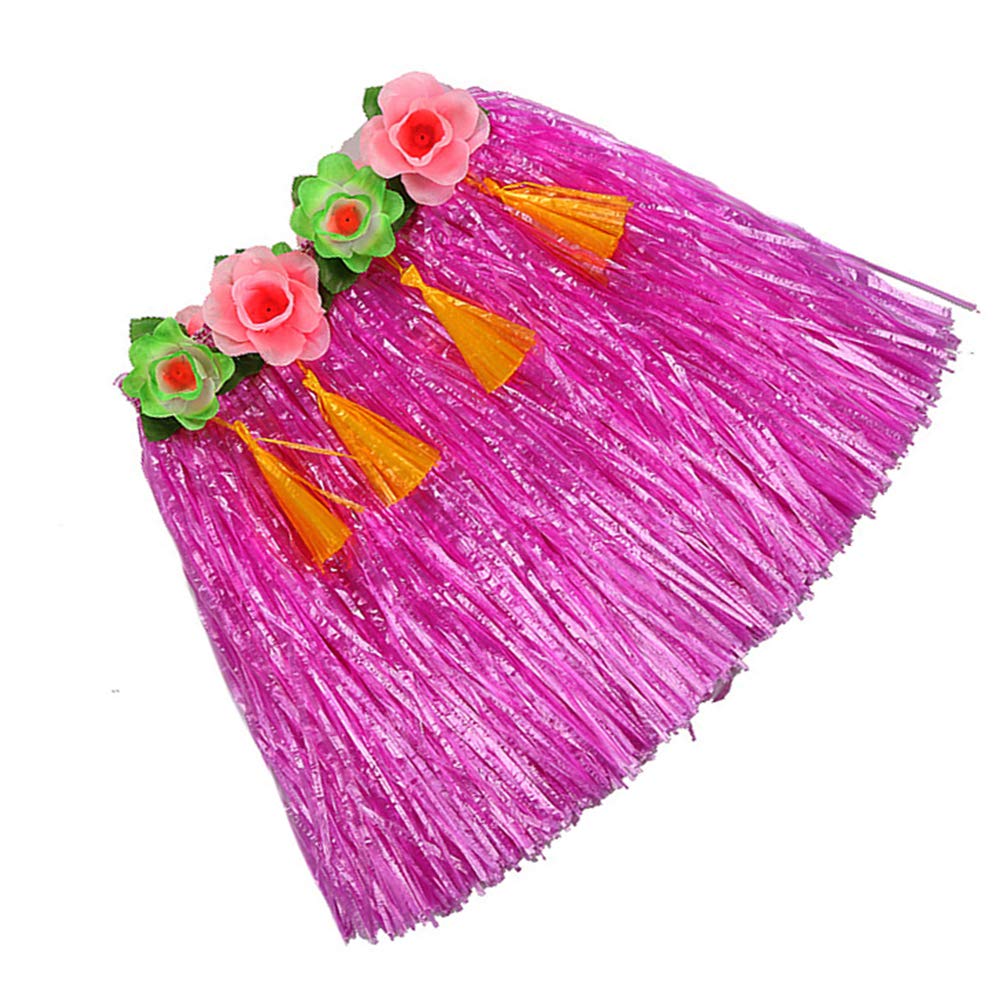 Hawaiian Grass Hula Dance Costume for Kids - Luau Party Skirt Dress with Bonfire Theme (Rosy) | Perfect for Hula Performances, Luau Parties, and Cultural Events