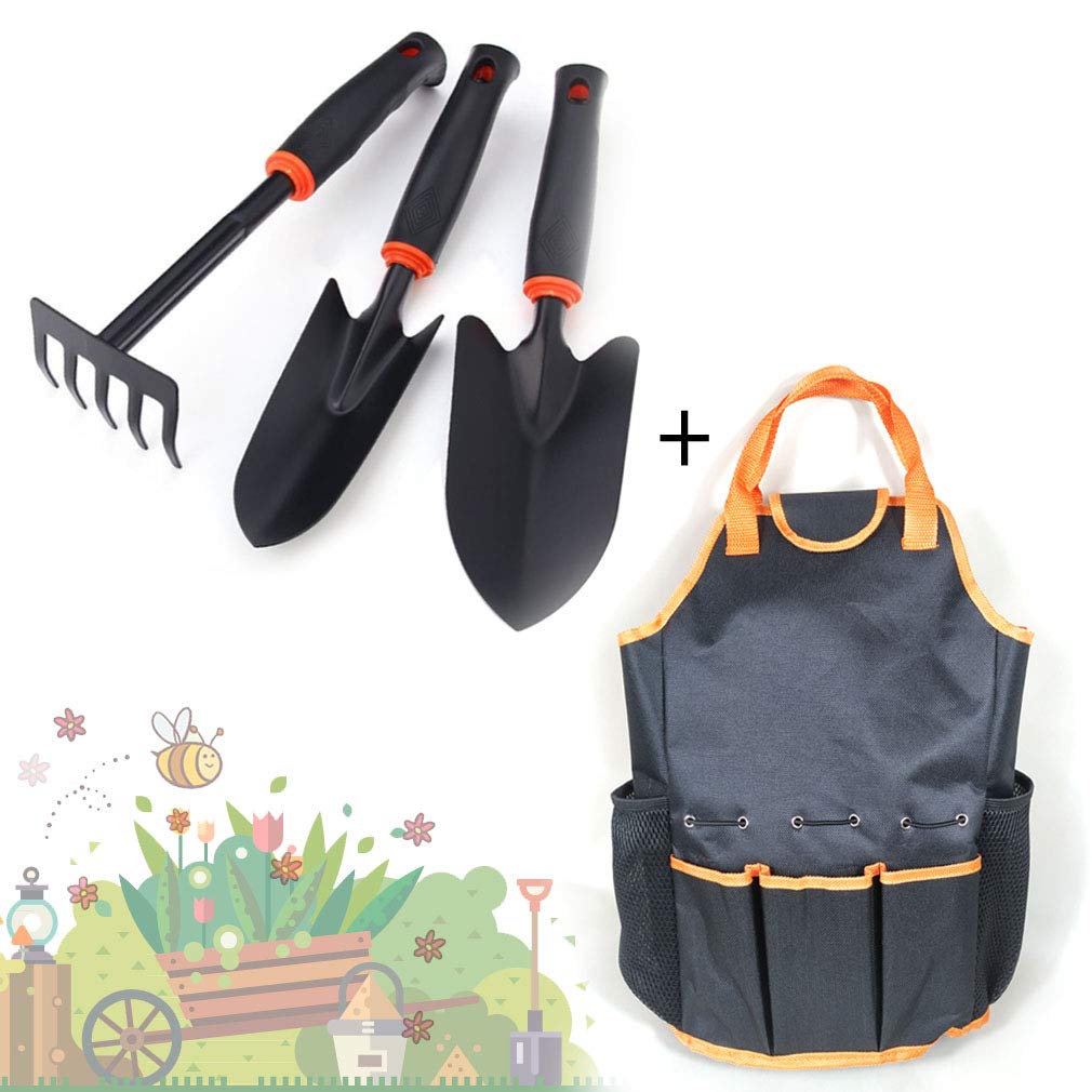 Premium 4-Piece Heavy Duty Gardening Tool Set with Large Storage Tote Bag - Durable Hand Tools for Women & Men - Perfect for Outdoor Planting, Weeding & Landscaping (Ideal Gift for Gardeners)