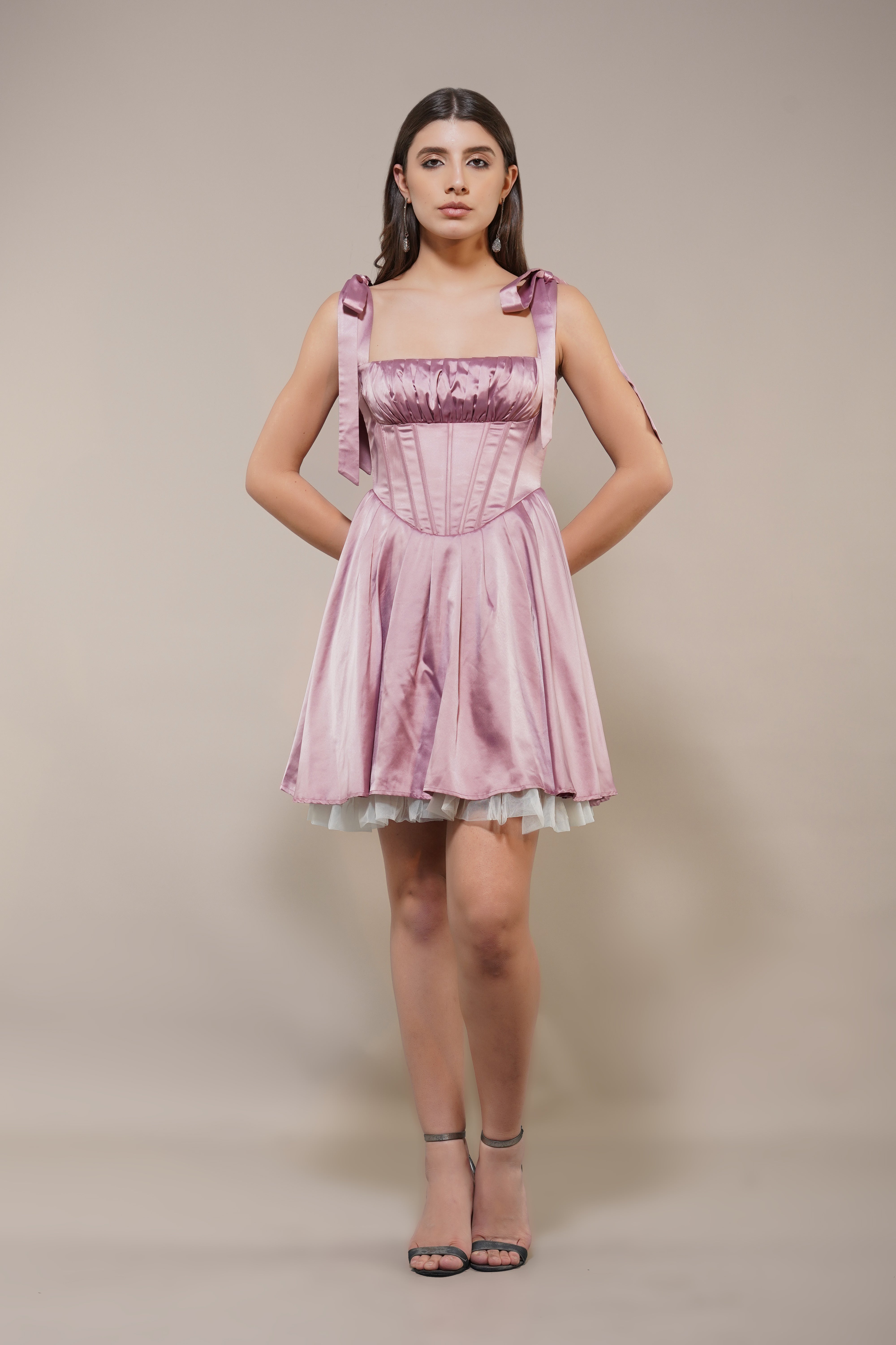 Amai Mini Dress in Dusty Pink - Flowy Summer Dress for Women, Casual & Party Wear, Perfect for Dates, Beach Vacations & Night Out