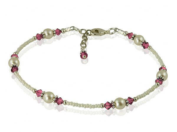 Custom Cream Pearl Beaded Anklets for Women - Elegant Adjustable Ankle Bracelet for Beach, Wedding & Boho Style Outfits