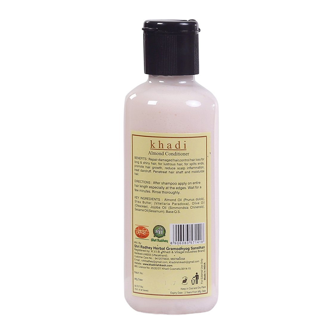 Khadi Rishikesh Herbal Almond Hair Conditioner 210ml - Natural Ayurvedic Deep Conditioning Treatment for Dry & Damaged Hair - Perfect for Daily Hair Care & Scalp Nourishment