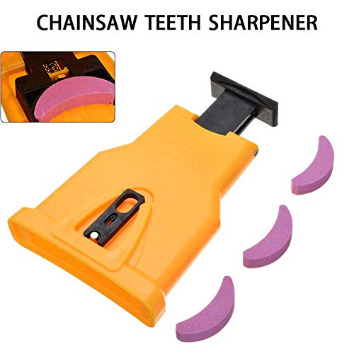 **Portable Chainsaw Sharpener Tool with 3 Sharpening Stones – Yellow Chainsaw Teeth Grinder for Woodworking & DIY Projects – Perfect for Chainsaw Maintenance, Tree Cutting, and Firewood Preparation**