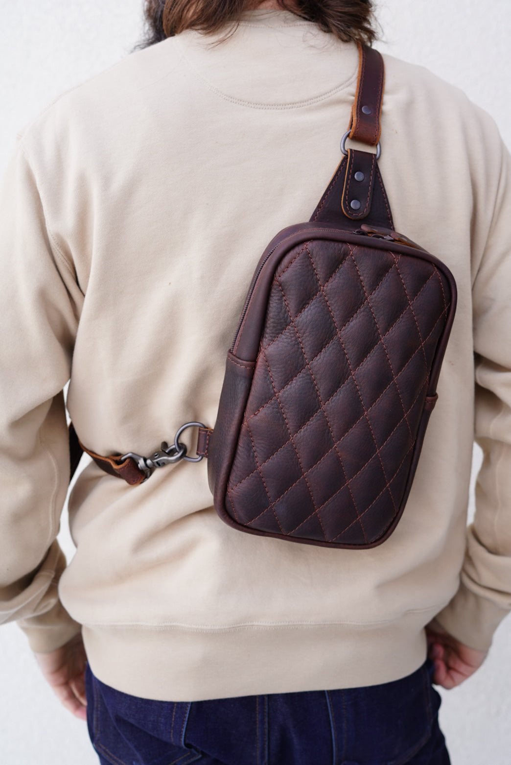 Diamond Stitch Sling Bag - Pitstop Briar Brown Crossbody Bag for Men & Women | Perfect for Travel, Hiking & Everyday Use