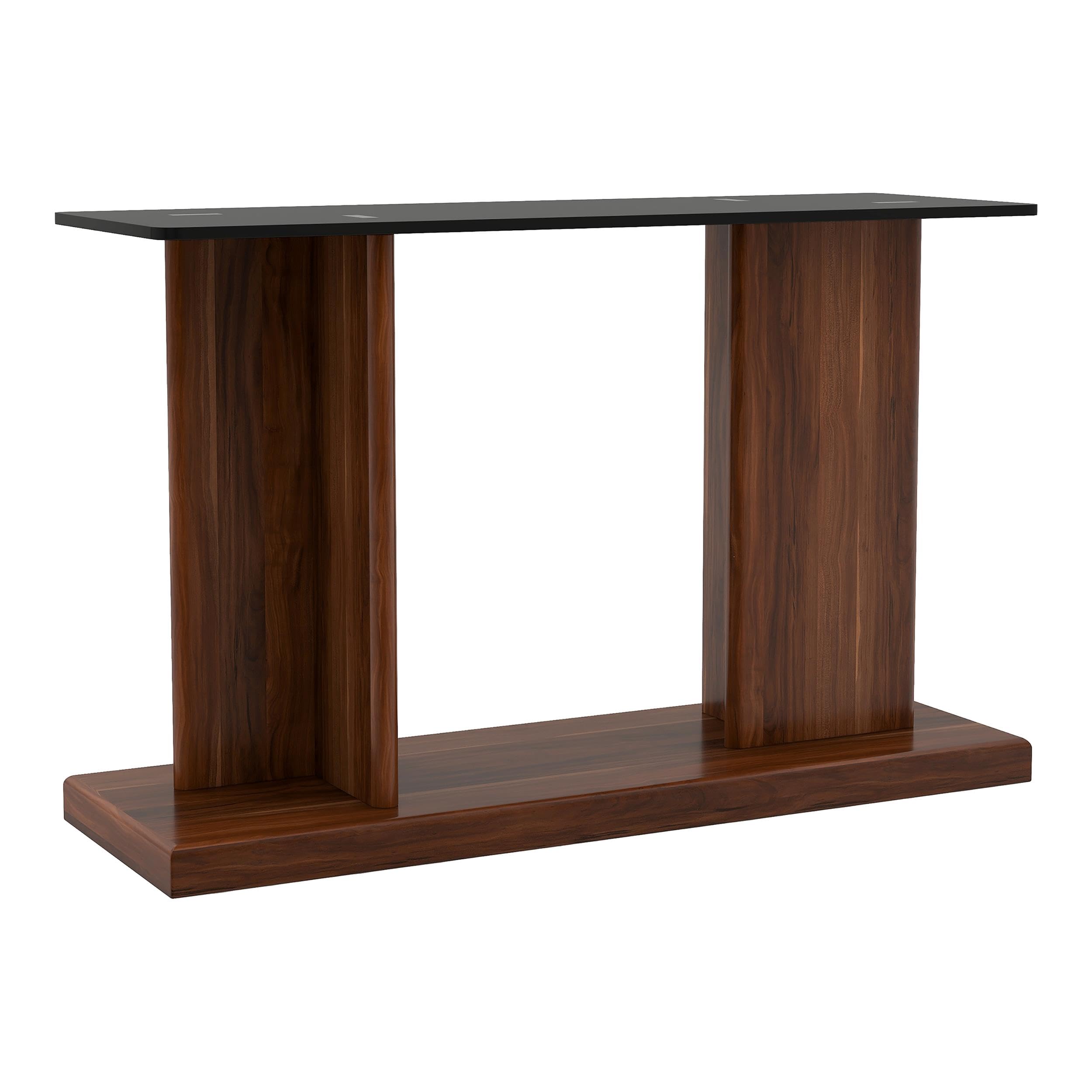 Furniture of America Thame Modern Glass Top Console Table - Dark Walnut Finish for Entryway, Living Room & Hallway Decor