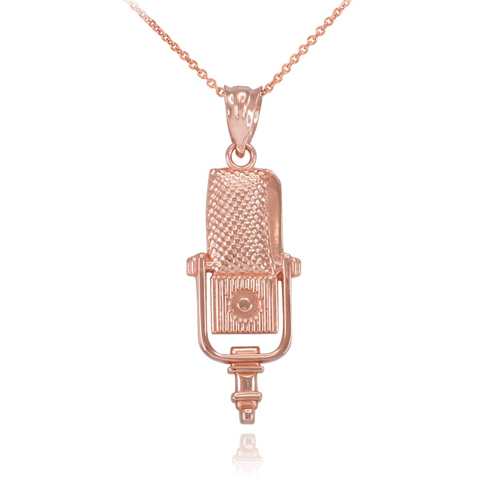 Professional 10k Rose Gold Recording Microphone Necklace - High-Quality Studio Mic for Singers, Musicians & Content Creators | Perfect for Live Performances, Podcasts & Studio Sessions