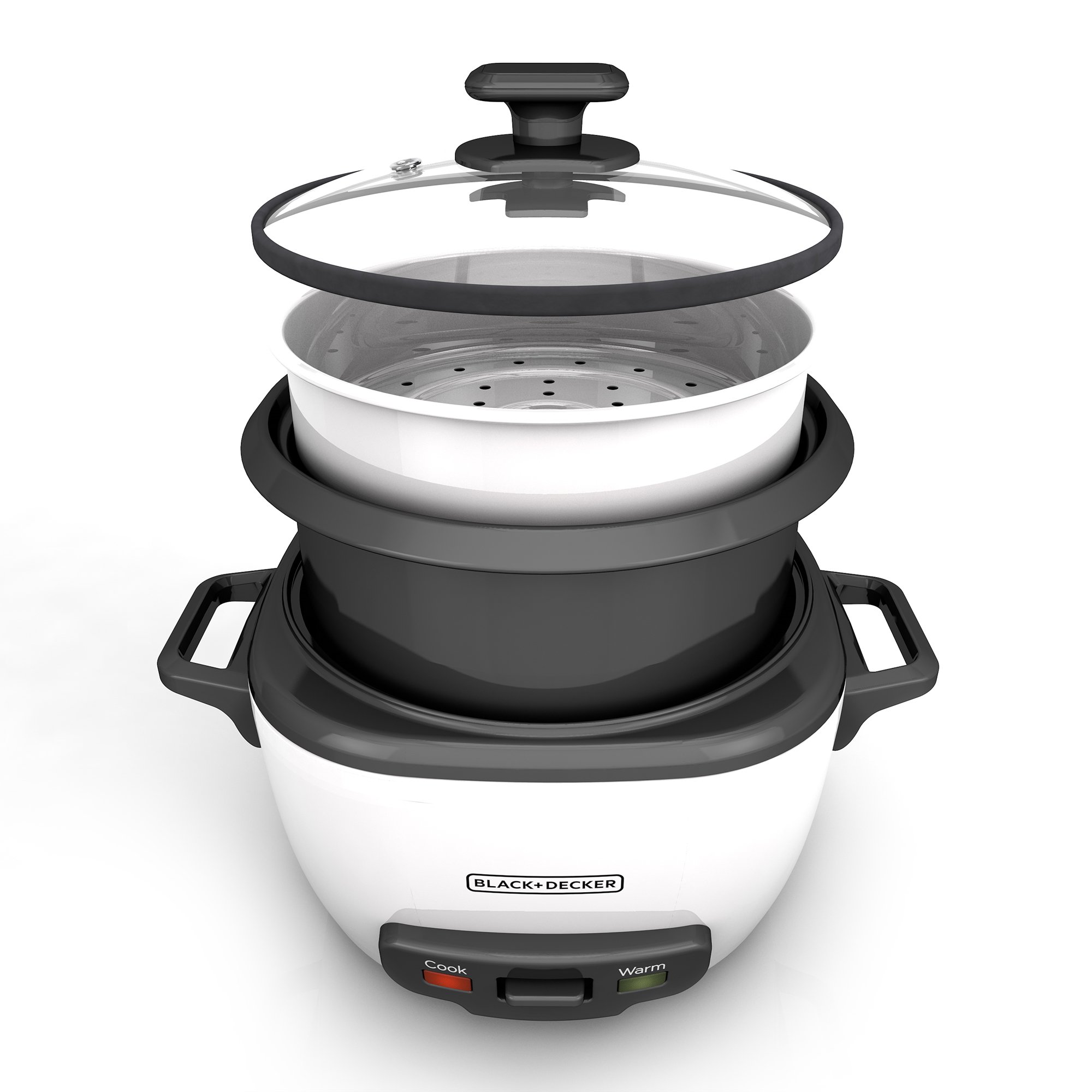 BLACK+DECKER 16-Cup (Cooked) / 8-Cup (Uncooked) Rice Cooker with Steaming Basket - Non-Stick Removable Bowl, One-Touch Operation & Keep Warm Function - Perfect for Family Dinners, Meal Prep & Asian Cuisine