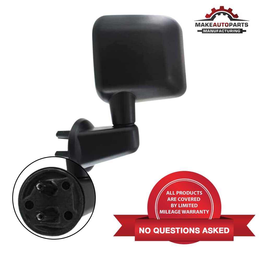 2007-2015 Jeep Wrangler Manual Folding Textured Black Side Mirrors Set (Driver & Passenger) - CH1321271 CH1320271 | Durable Off-Road Replacement for Enhanced Visibility