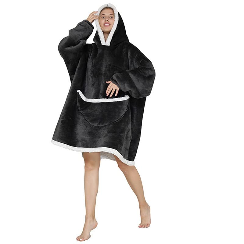 Wearable Blanket Hoodie - Oversized Warm Fuzzy Sweatshirt for Women with Large Front Pocket | Cozy Loungewear for Home, Outdoor Camping & Winter Travel