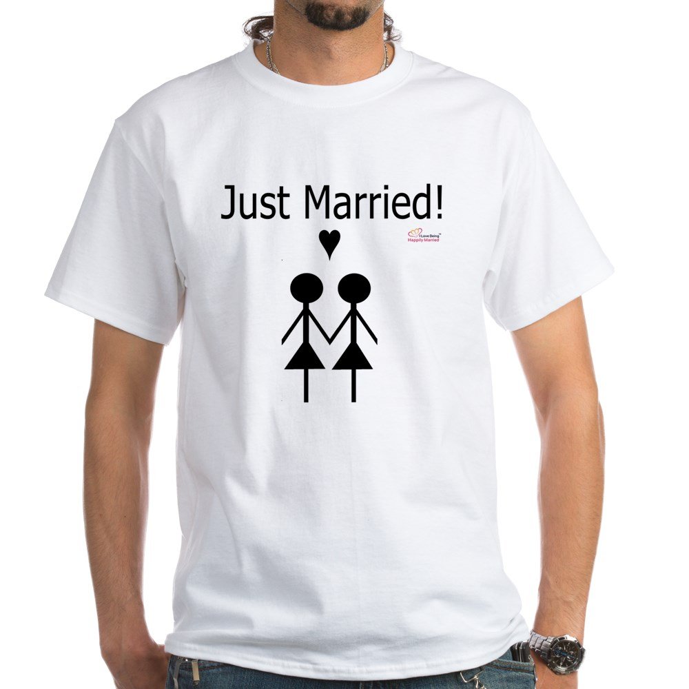 Lesbian Marriage White Cotton T-Shirt - Pride LGBTQ+ Couples Apparel for Weddings & Equality Celebrations | Perfect for Pride Parades, Same-Sex Weddings & LGBTQ+ Events