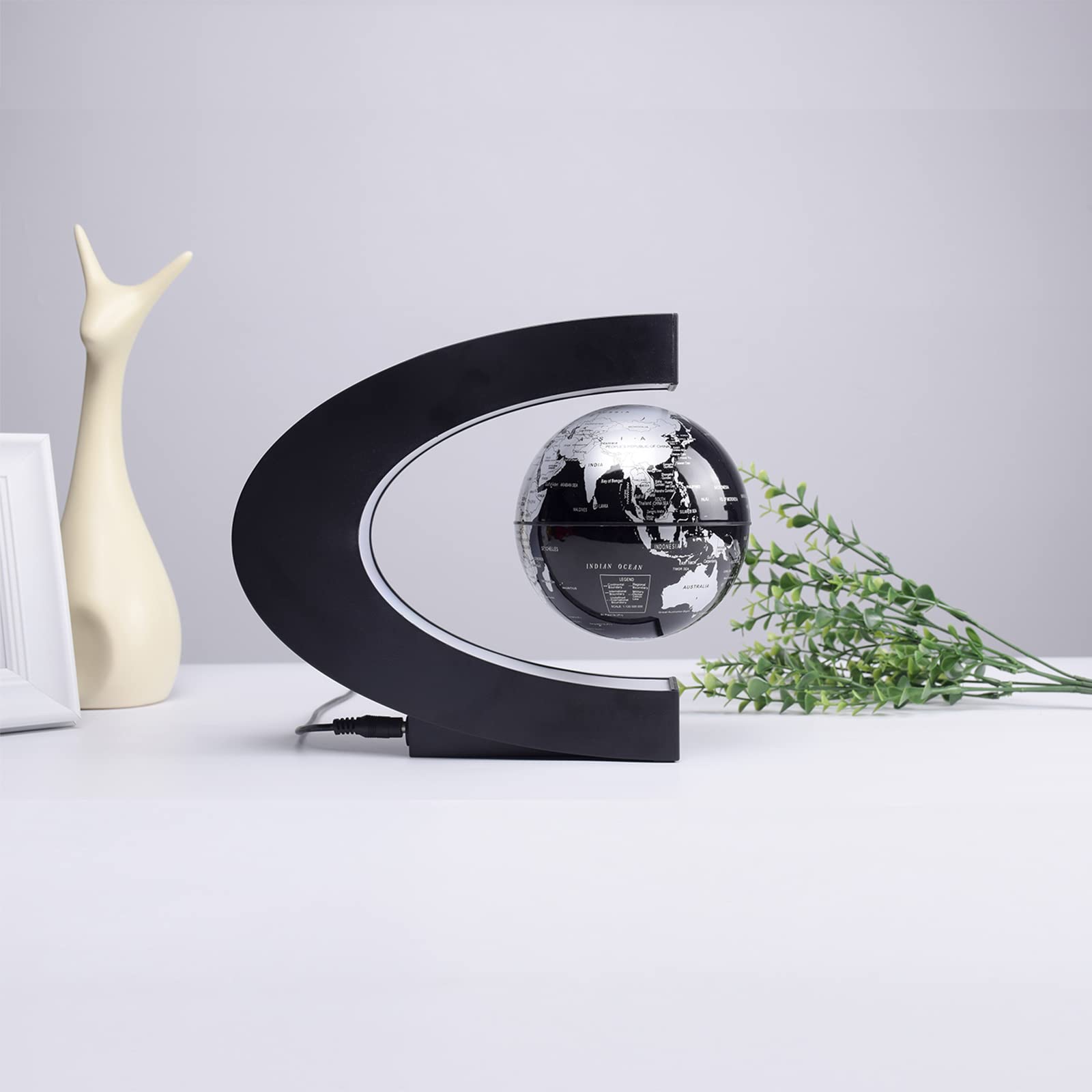Magnetic Levitation Floating Globe with LED Light - Anti Gravity World Globe for Office Desk Decor, Unique Birthday Gifts for Men, Kids, Teachers & Boss - Perfect for Home Office, Study Room & Gift Giving